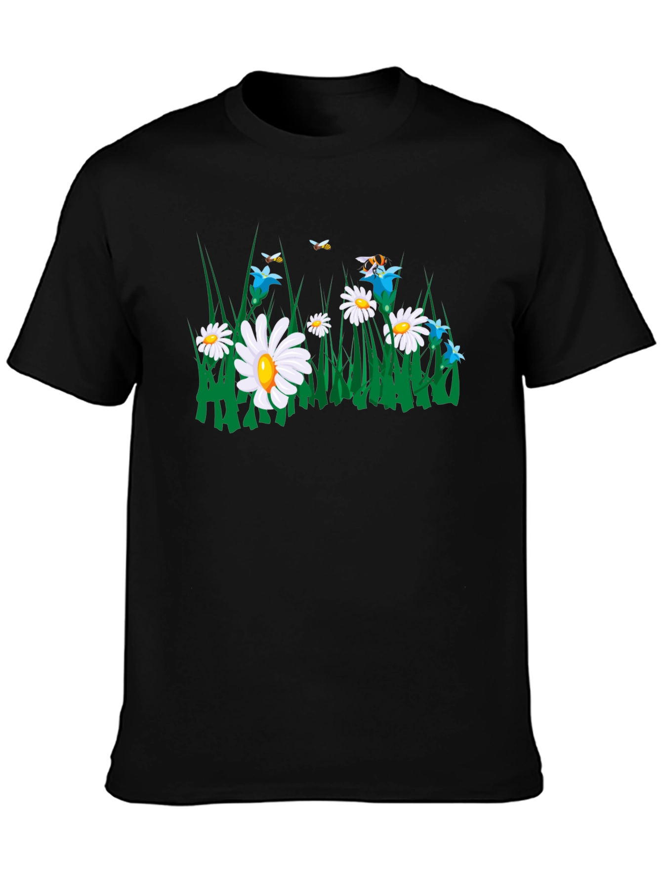 Black Daisy & Bee Graphic Tee - Black Cotton Blend view 3