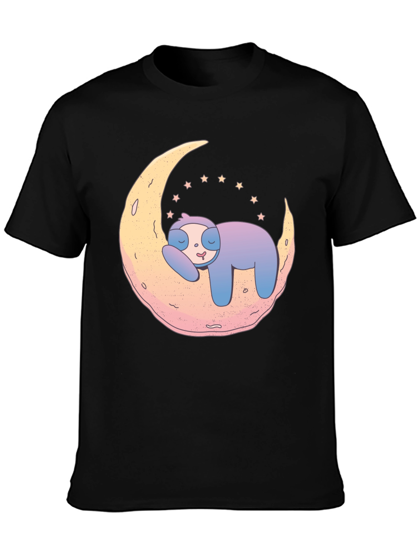 Black Dreamy Sloth on Moon Graphic Tee - Black view 3