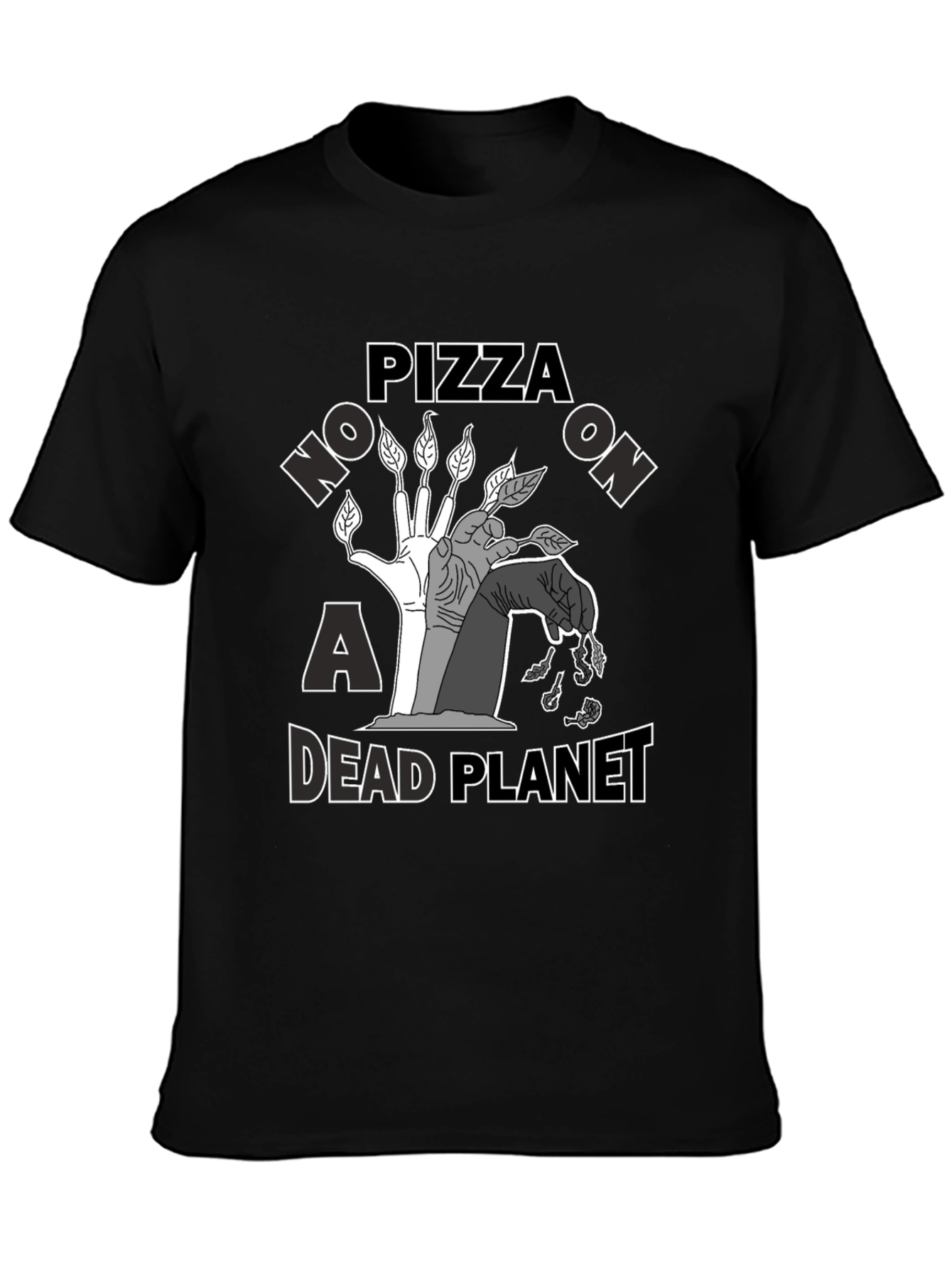 Black Pizza on a Dead Planet Graphic T-Shirt view 3