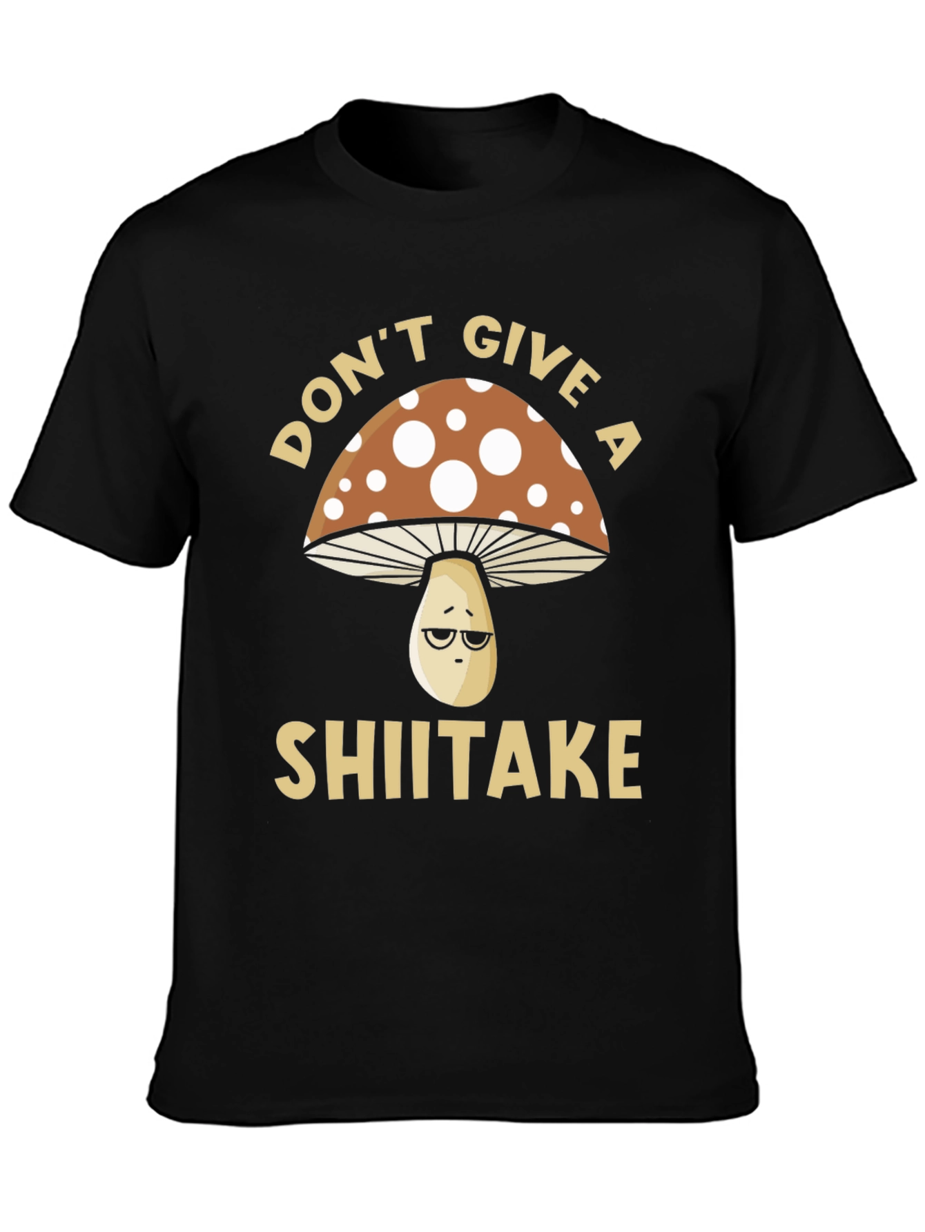 Black Don't Give a Shiitake T-Shirt - Funny Mushroom Tee view 3