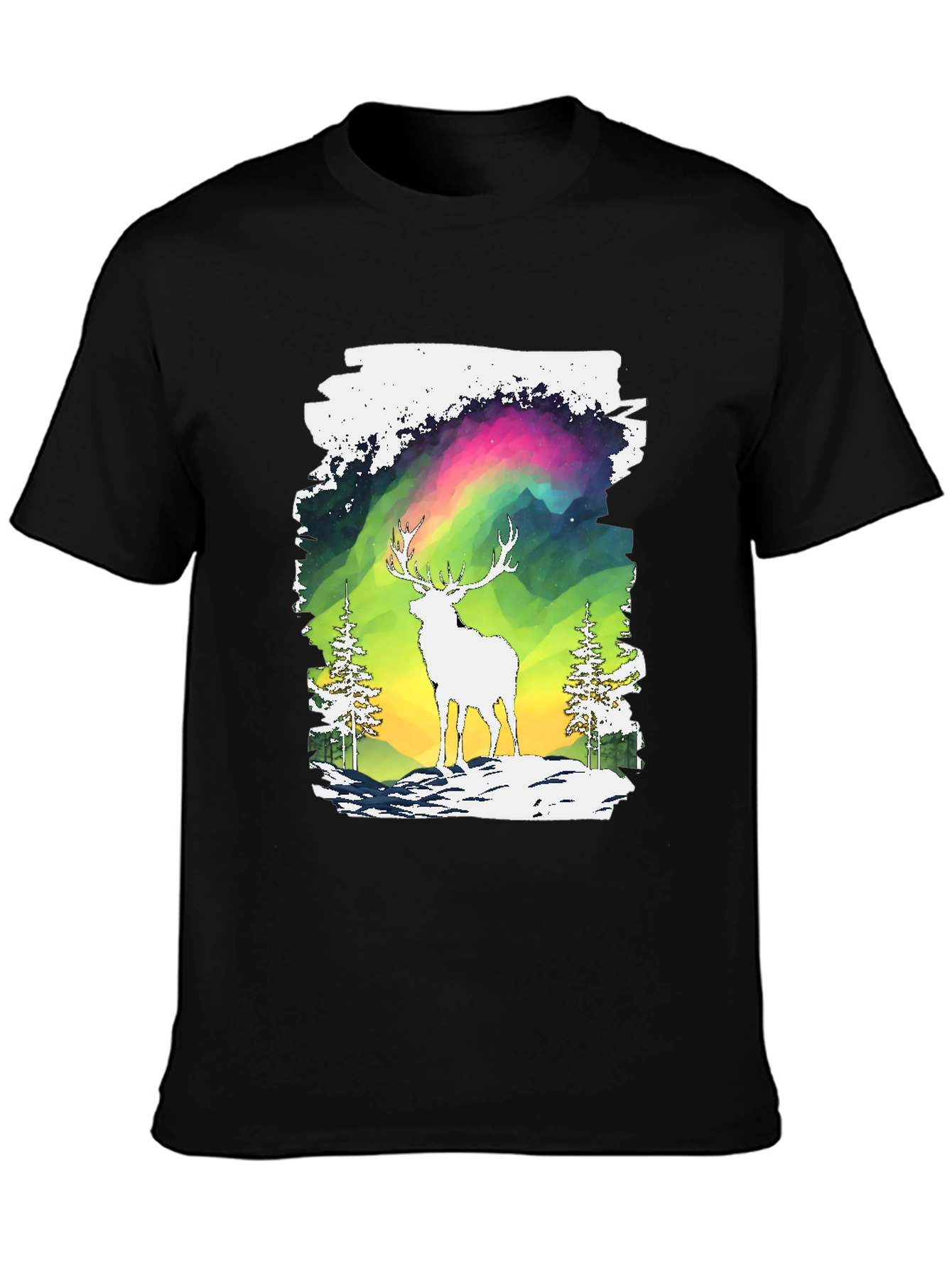 Black Deer Aurora Graphic T-Shirt view 3