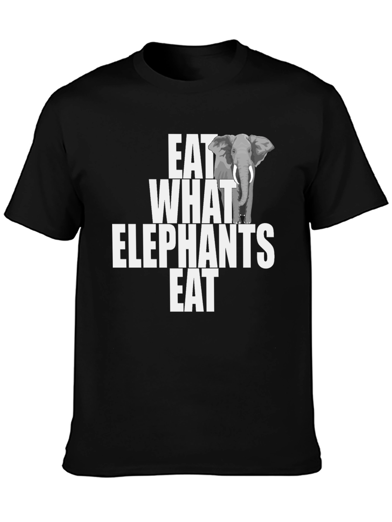 Black Eat What Elephants Eat Funny Graphic T-Shirt view 3