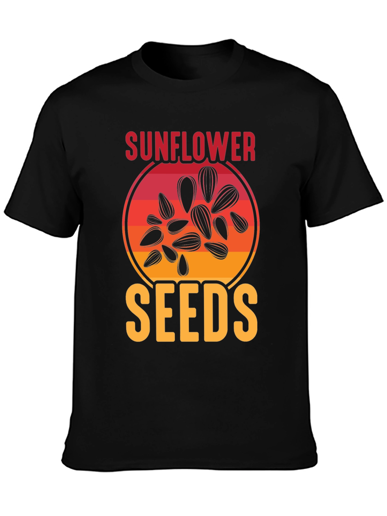 Black Sunflower Seeds Graphic Tee - Unisex Black T-Shirt view 3