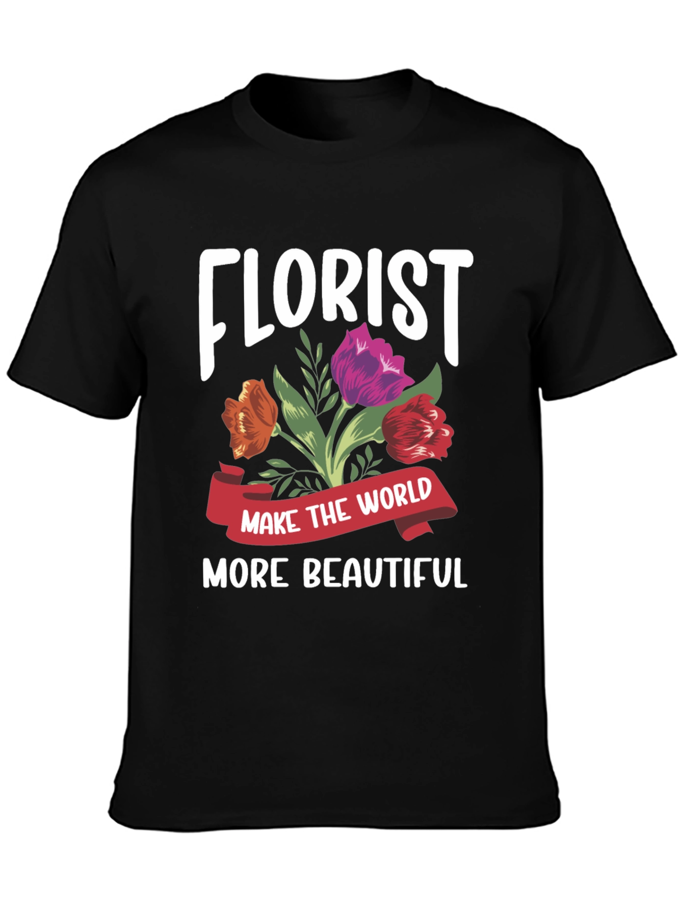 Black Florist T-Shirt - Make the World More Beautiful view 3