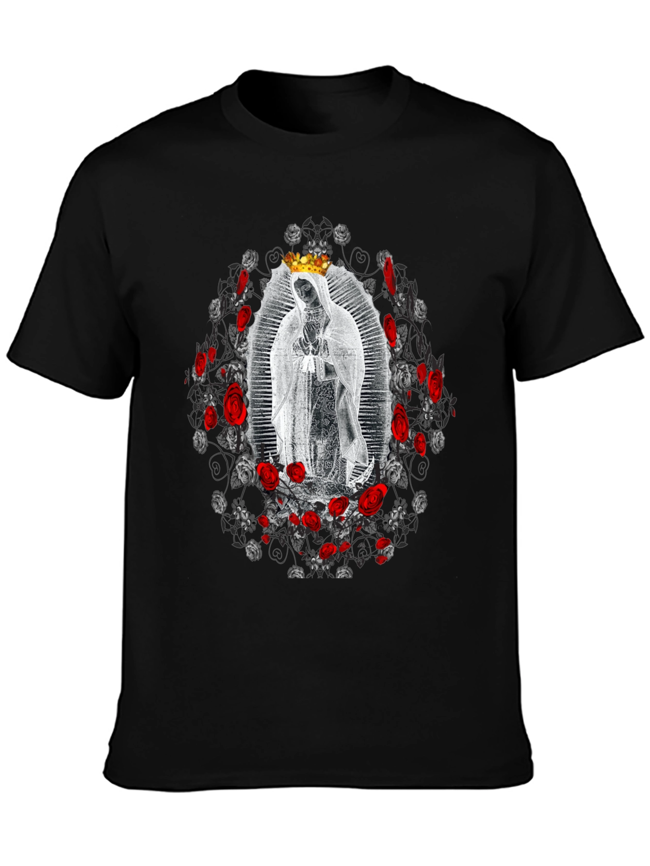 Black Guadalupe Rose Graphic Tee view 3