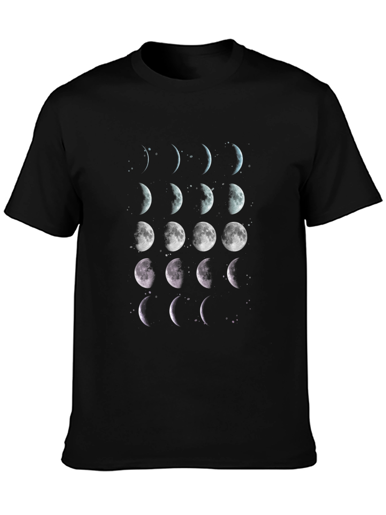 Black Lunar Phases T-Shirt - Black Cotton Celestial Tee view 3