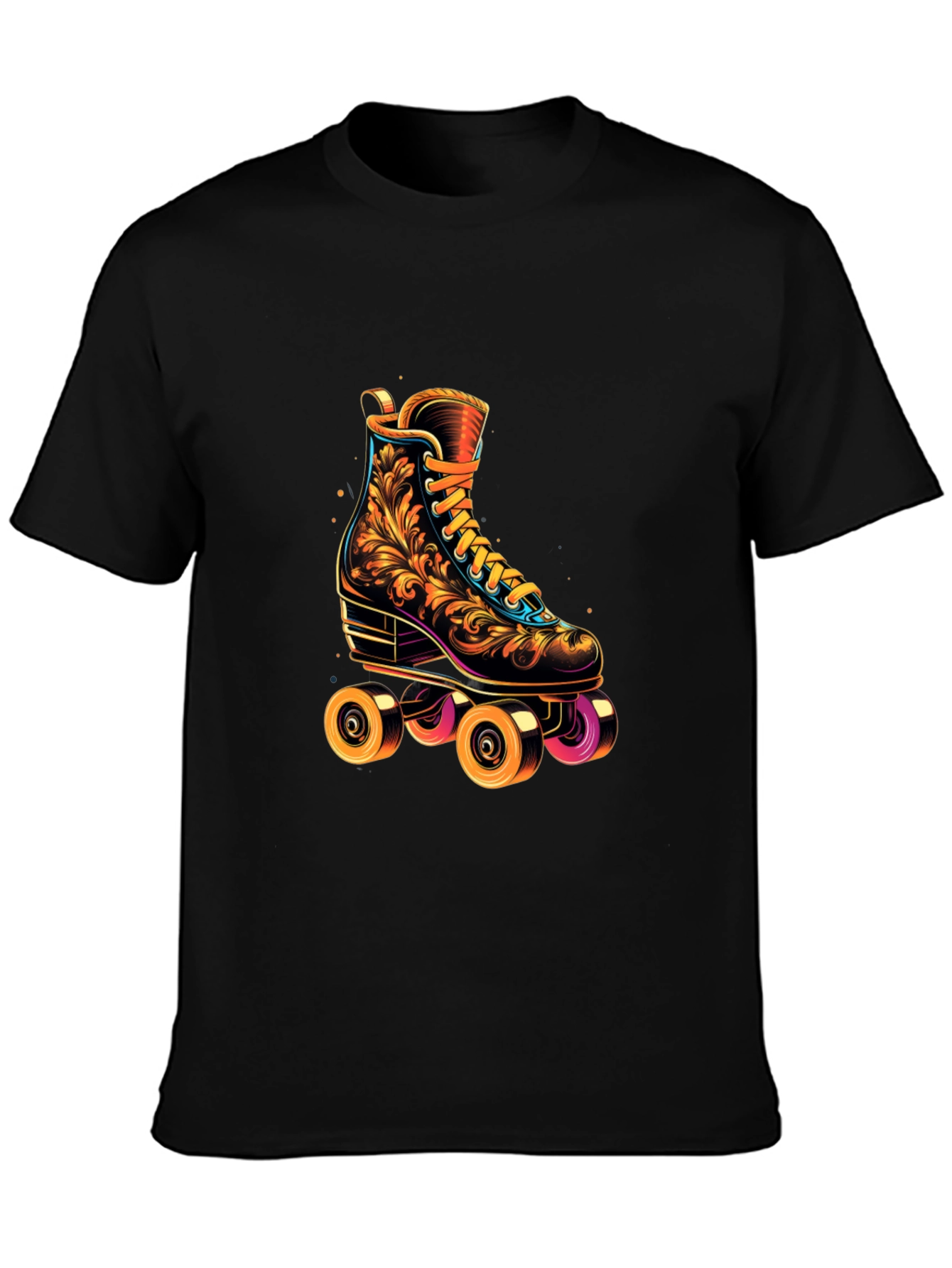 Black Retro Roller Skate T-Shirt - Vintage Design view 3