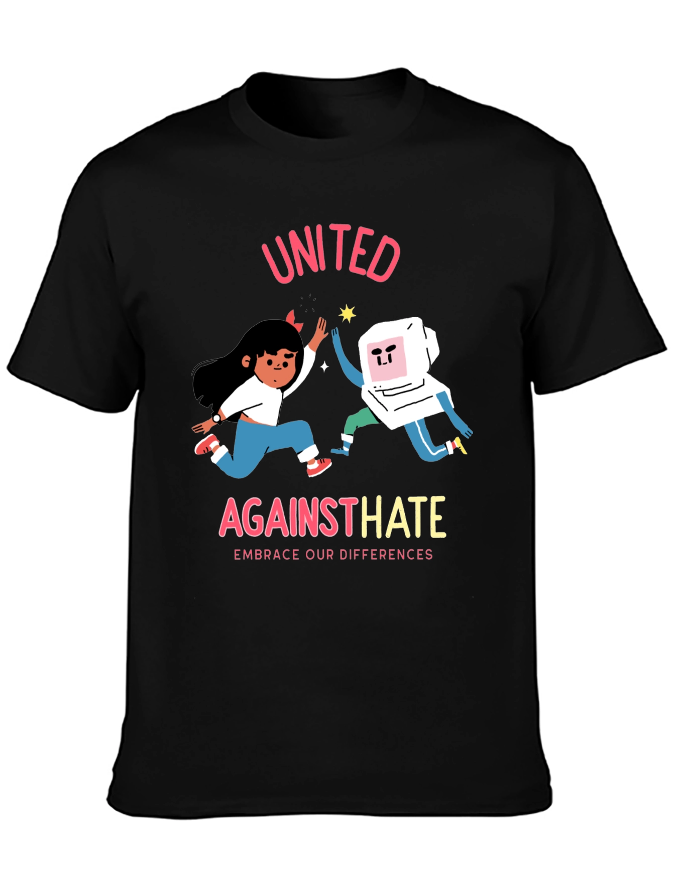 Black United Against Hate Graphic T-Shirt view 3
