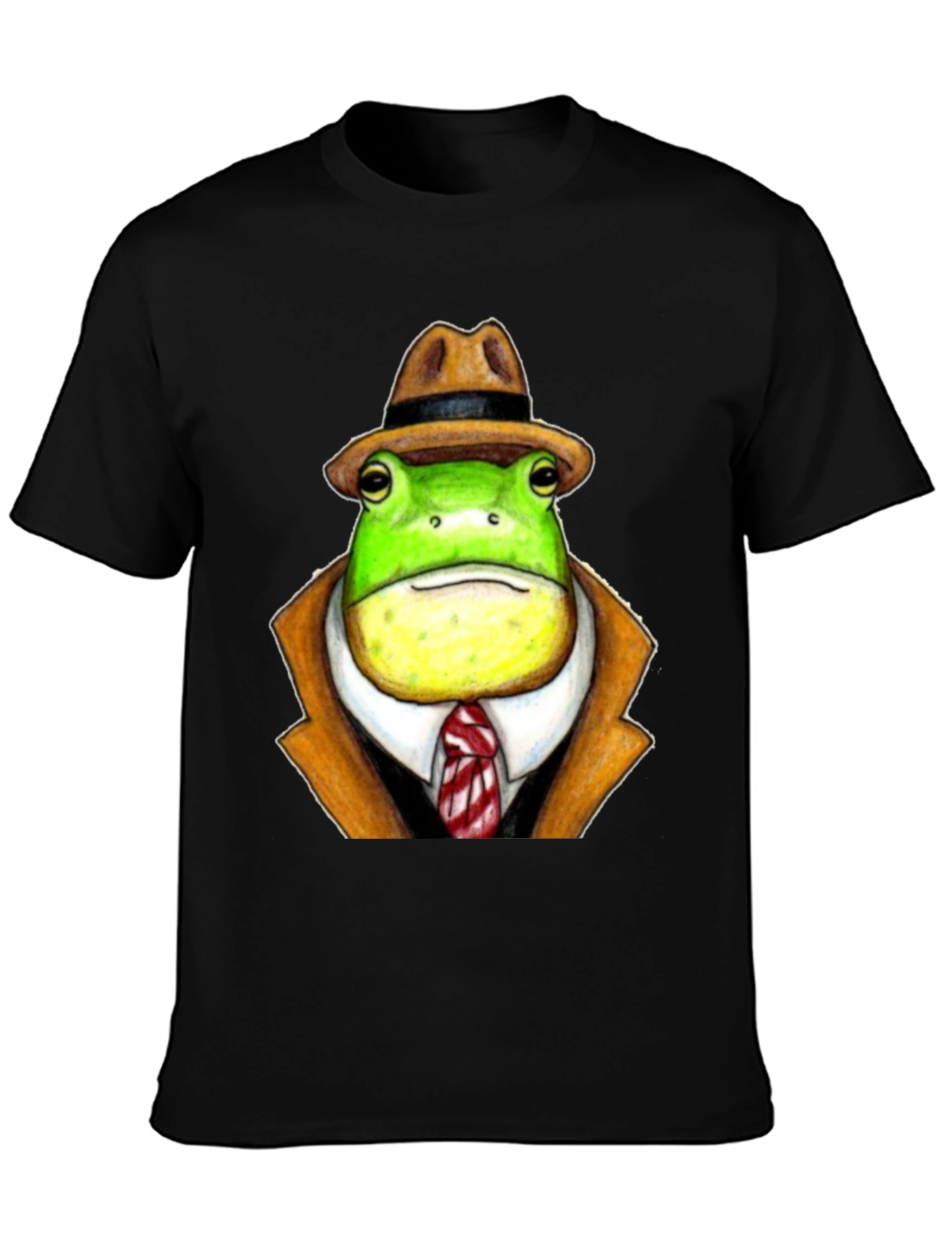 Black Frog Detective T-Shirt - Funny Cartoon Animal Tee view 3