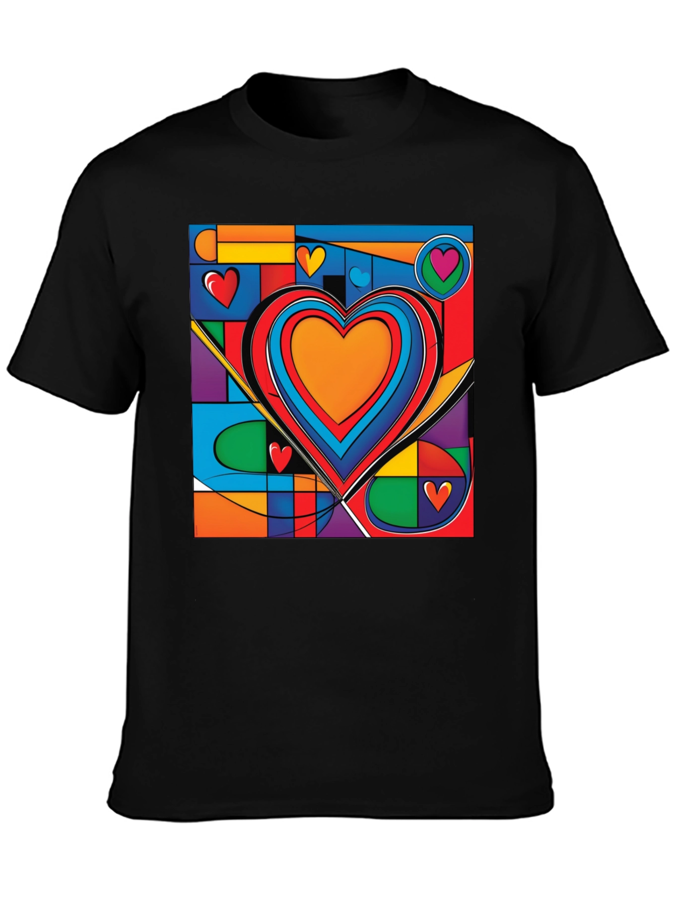 Black Abstract Heart Graphic Tee - Modern Art T-Shirt view 3