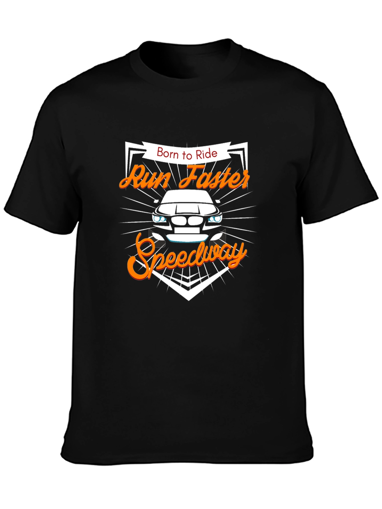 Black Born to Ride Run Faster Speedway Black T-Shirt view 3