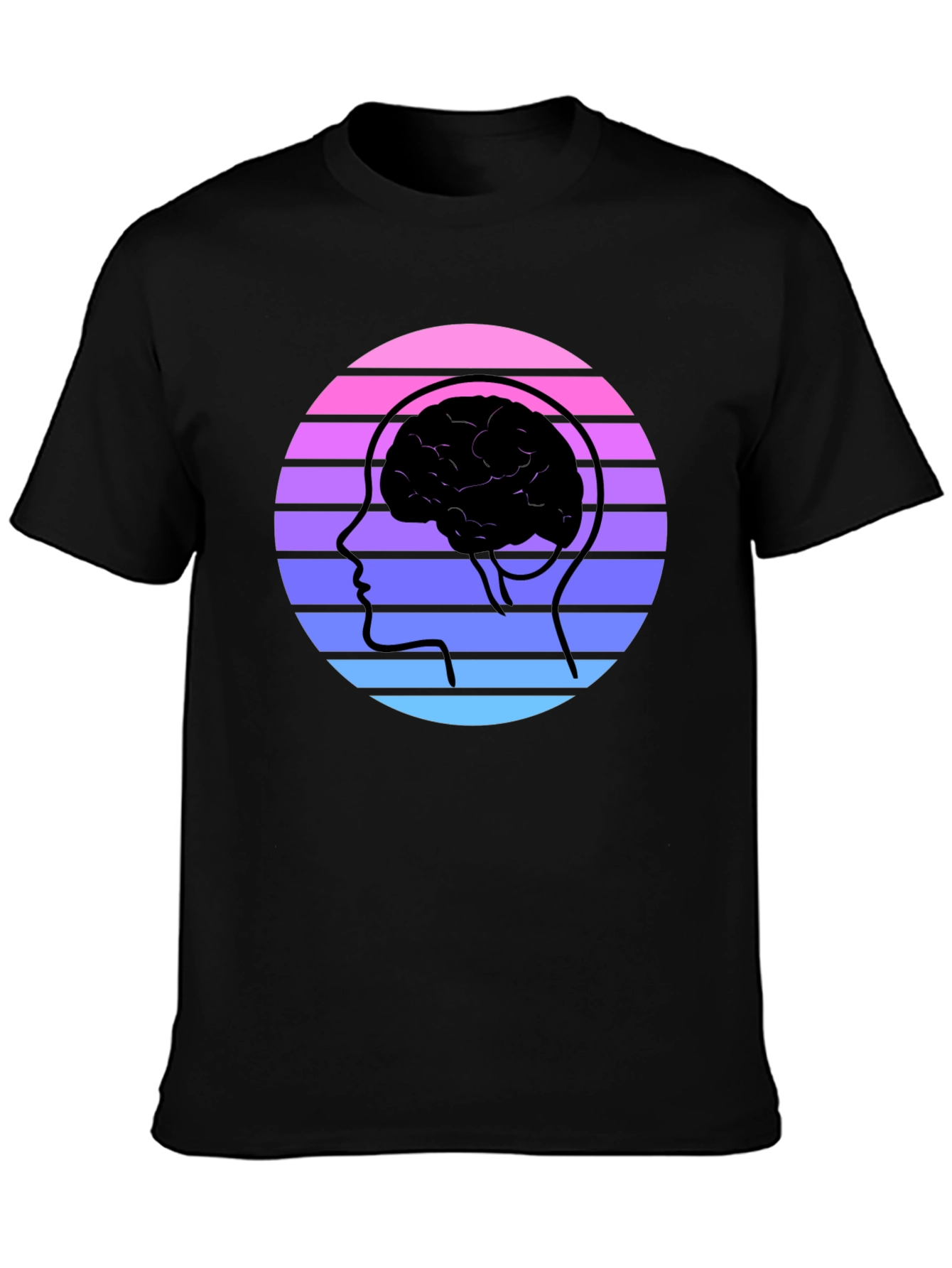 Black Retro Brain Graphic Tee - Black view 3