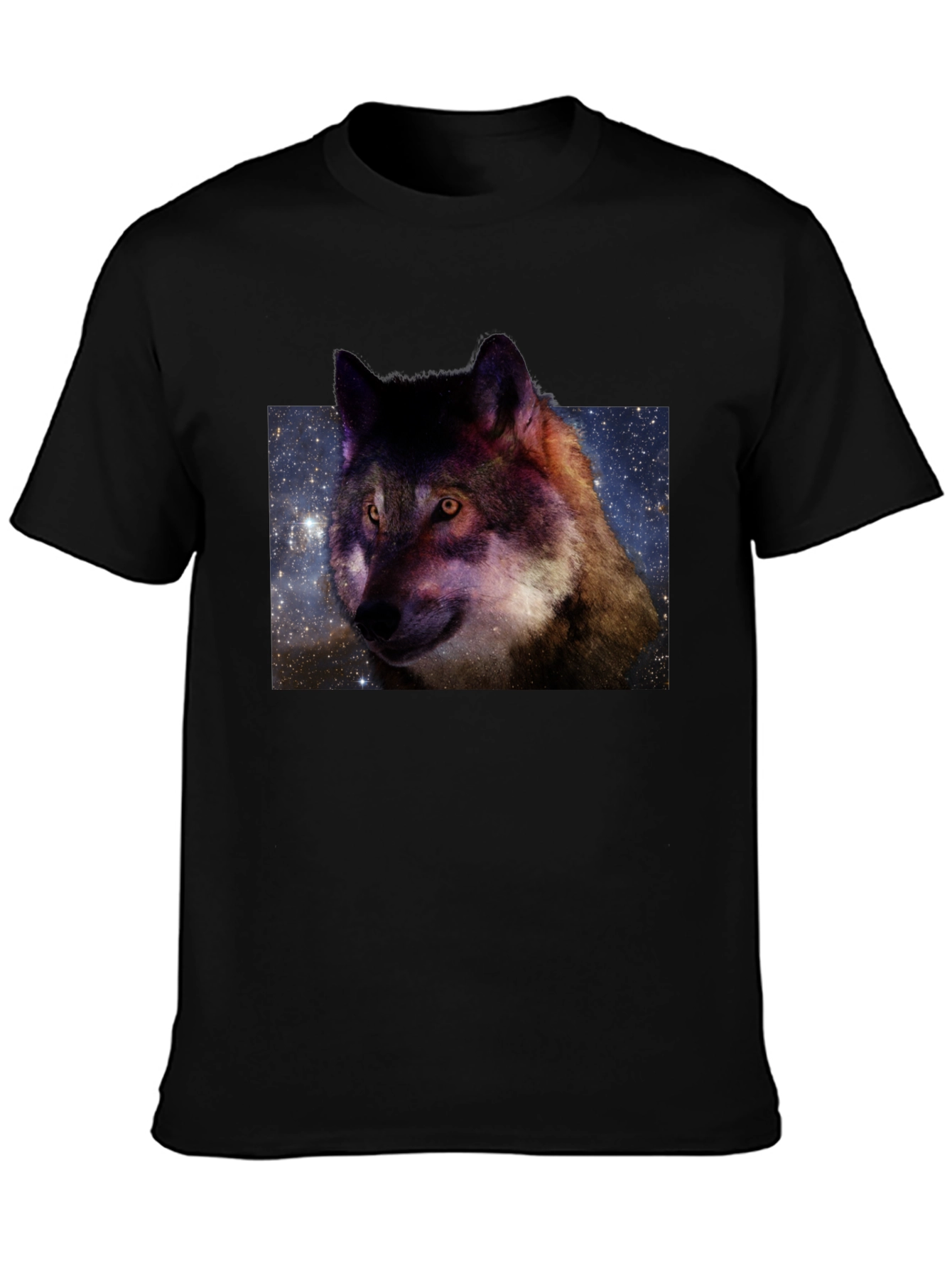 Black Galaxy Wolf Graphic Tee view 3
