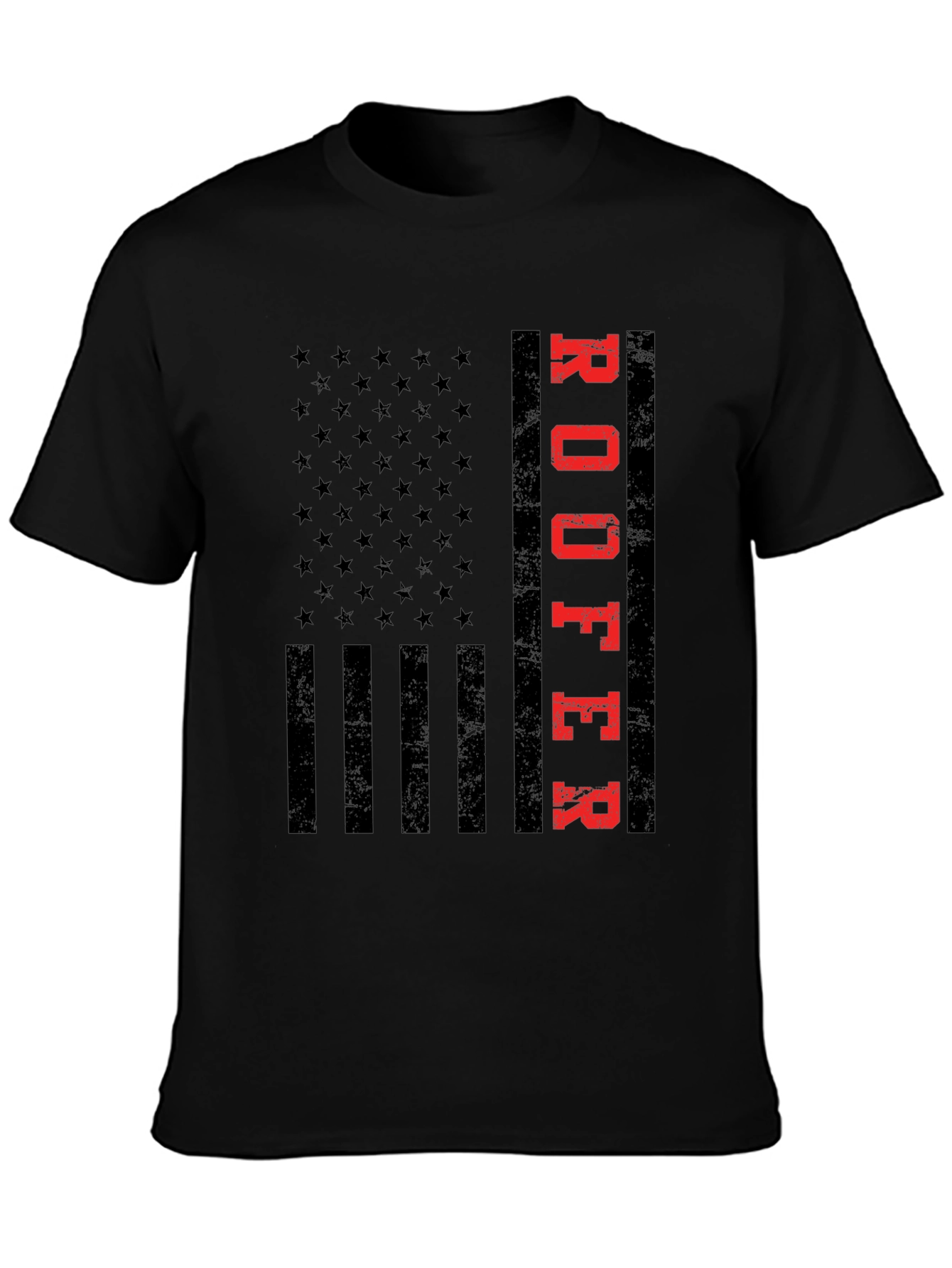 Black Roofer American Flag T-Shirt Patriotic Job Pride view 3