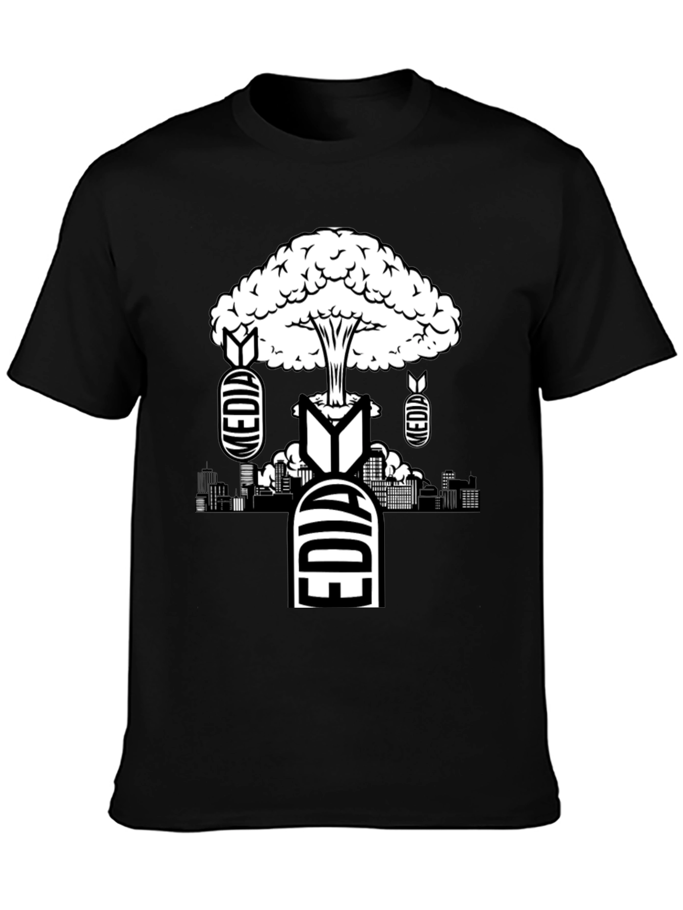Black Media Explosion Graphic Tee - Black Cotton Blend view 3
