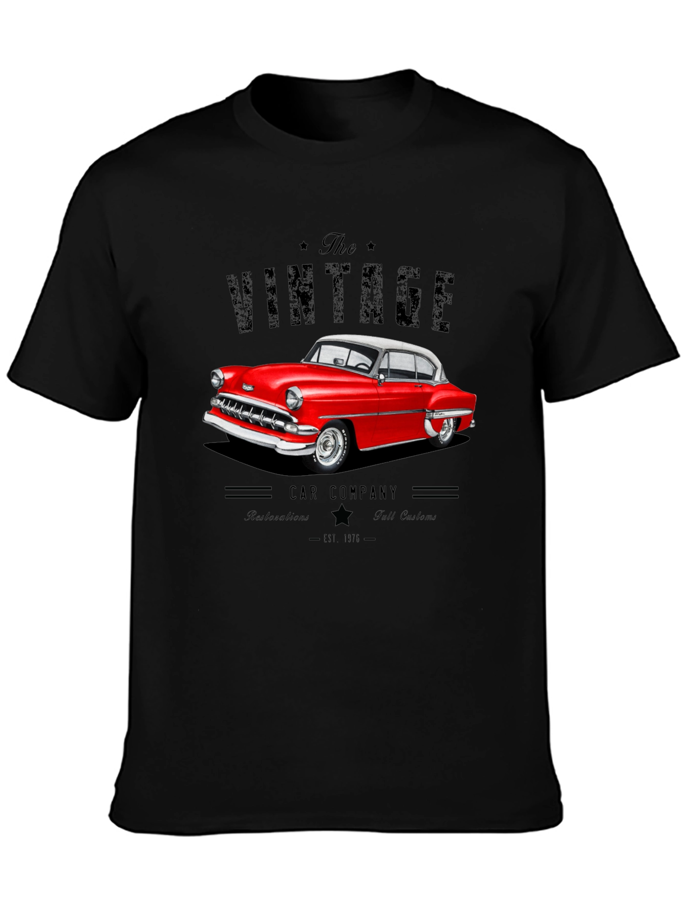 Black Vintage Car Company Black T-Shirt view 3