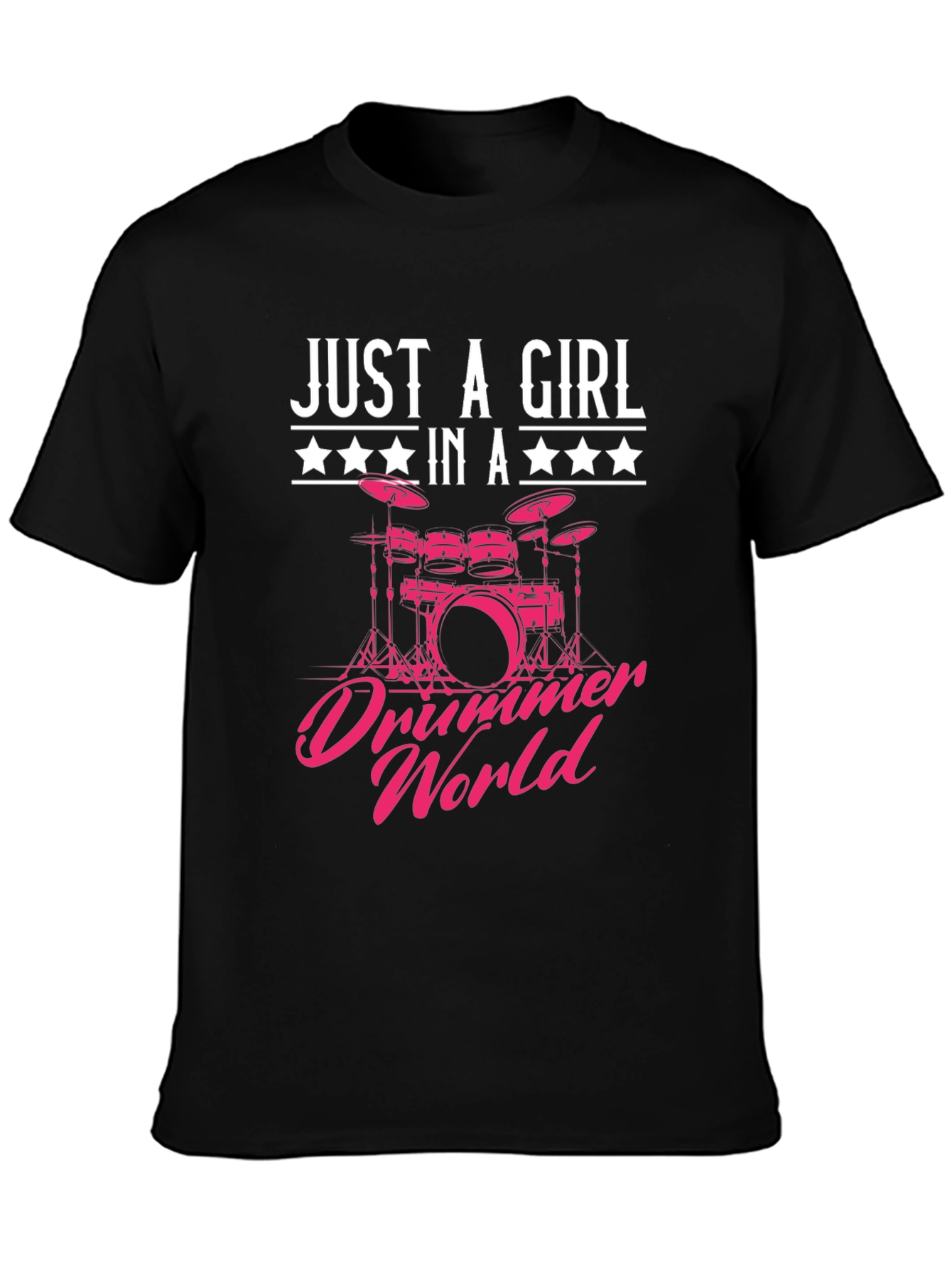 Black Just a Girl in a Drummer World Graphic T-Shirt view 3