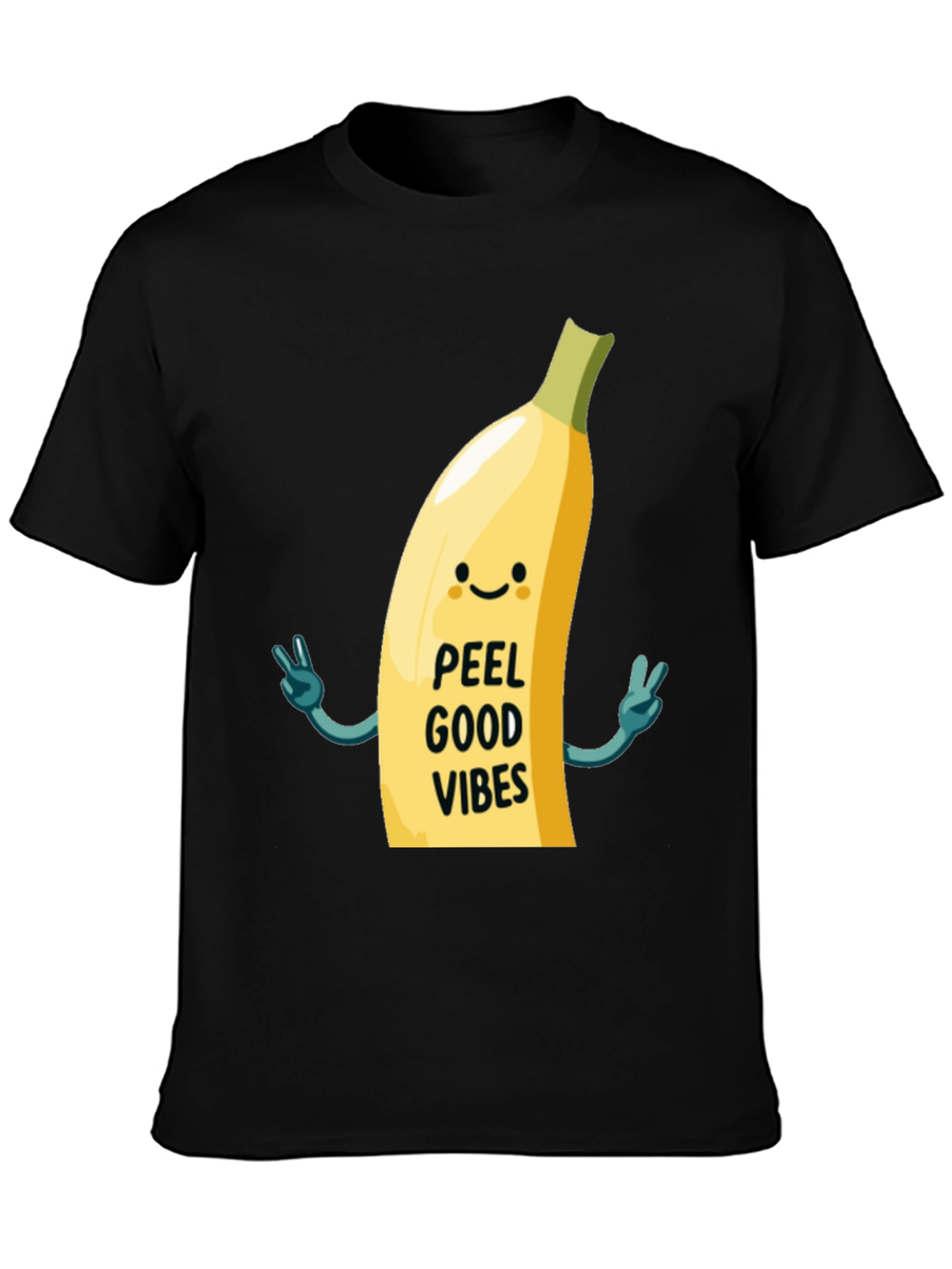 Black Peel Good Vibes T-Shirt - Funny Banana Graphic Tee view 3