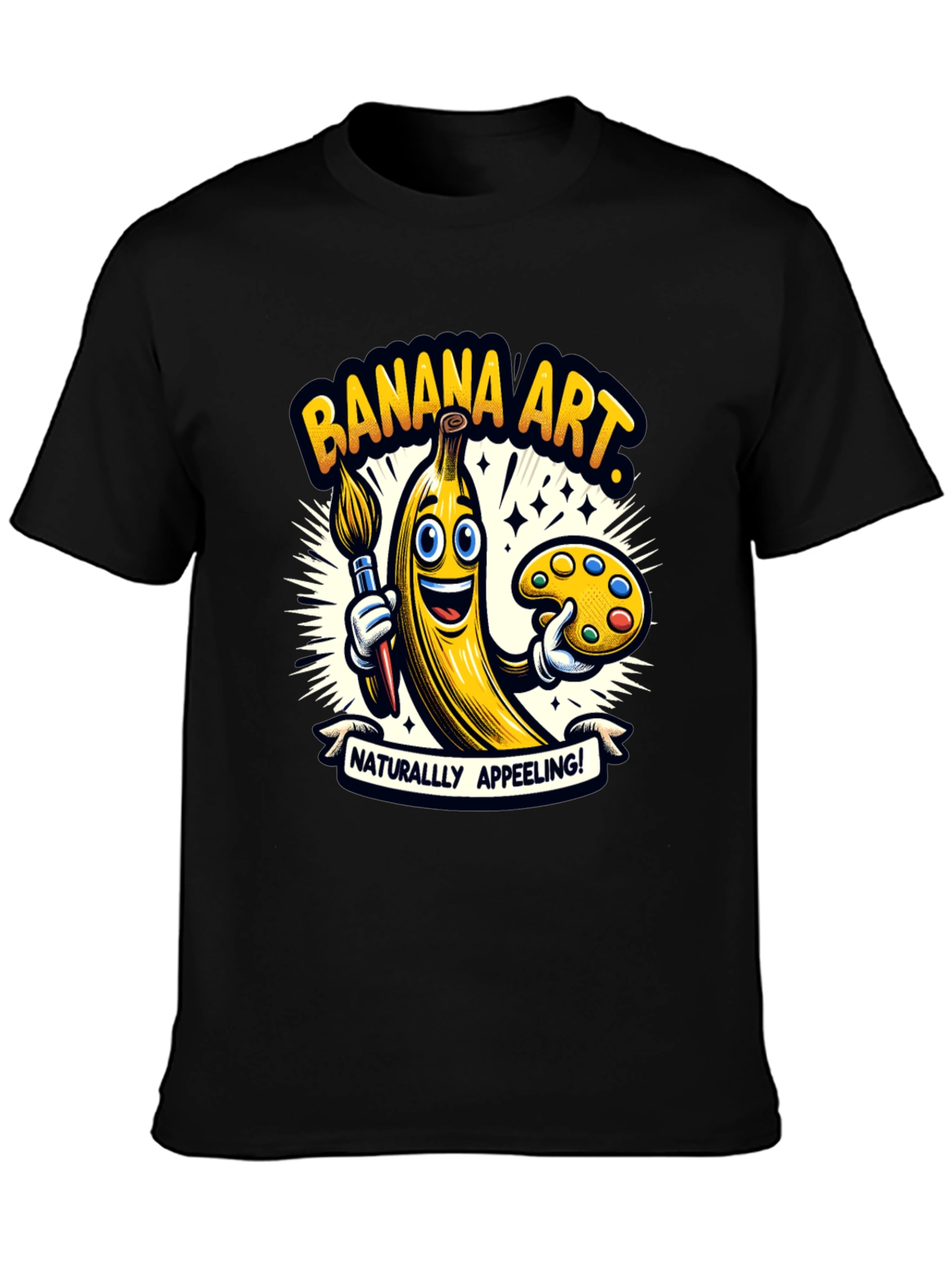 Black Banana Art T-Shirt - Naturally Appeeling Tee! view 3