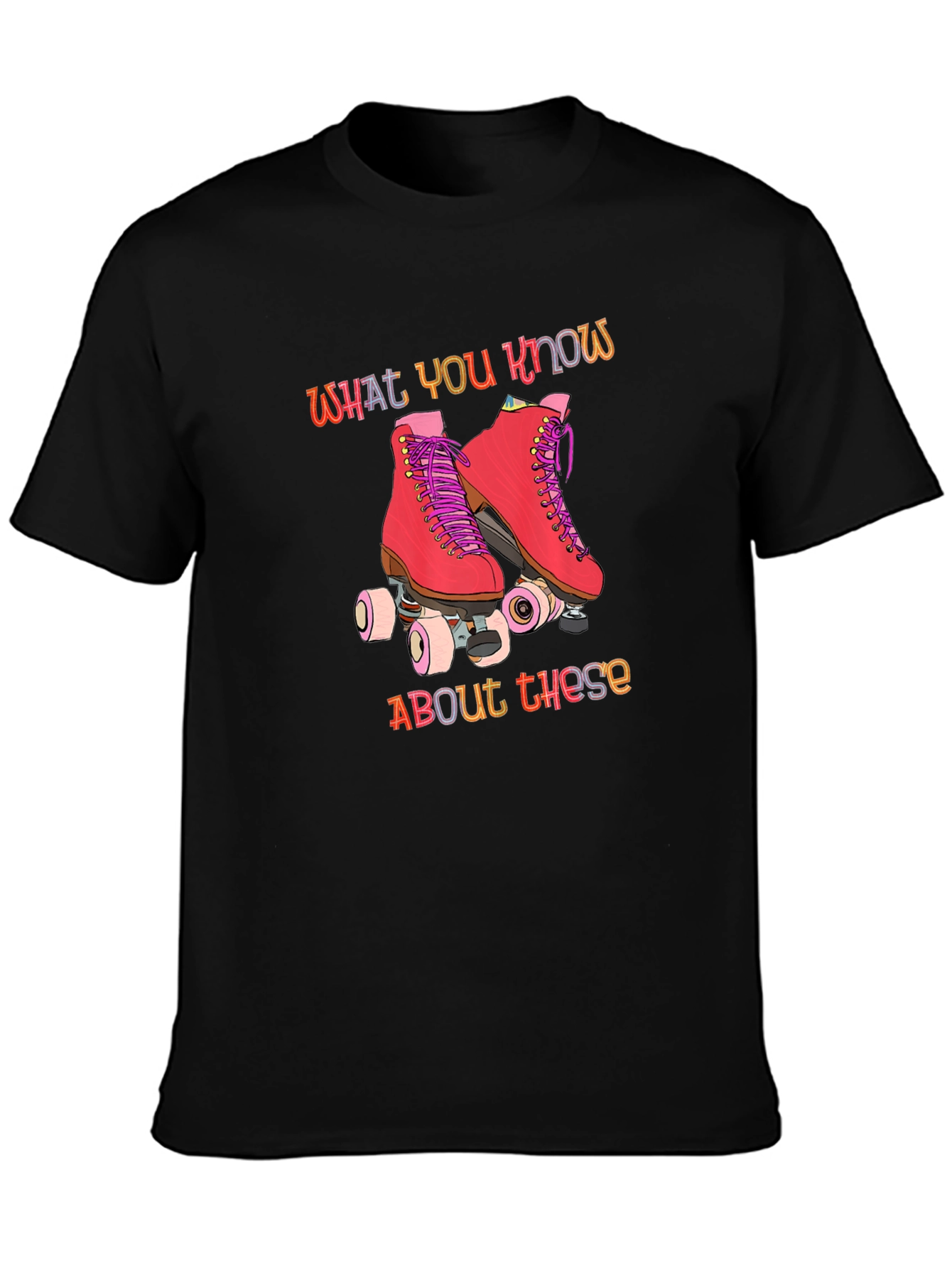 Black Retro Roller Skate Graphic T-Shirt view 3