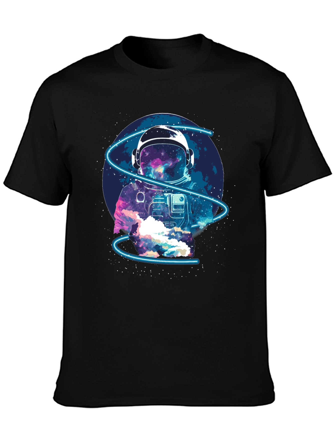 Black Astronaut Space Graphic T-Shirt view 3