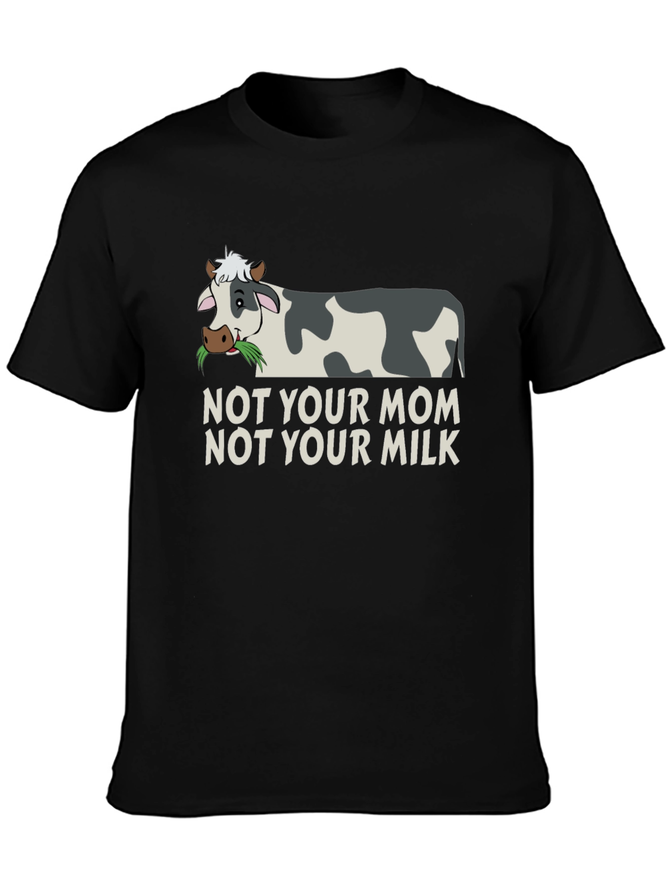 Black Vegan Cow Graphic T-Shirt - Not Your Mom Not Your Milk view 3
