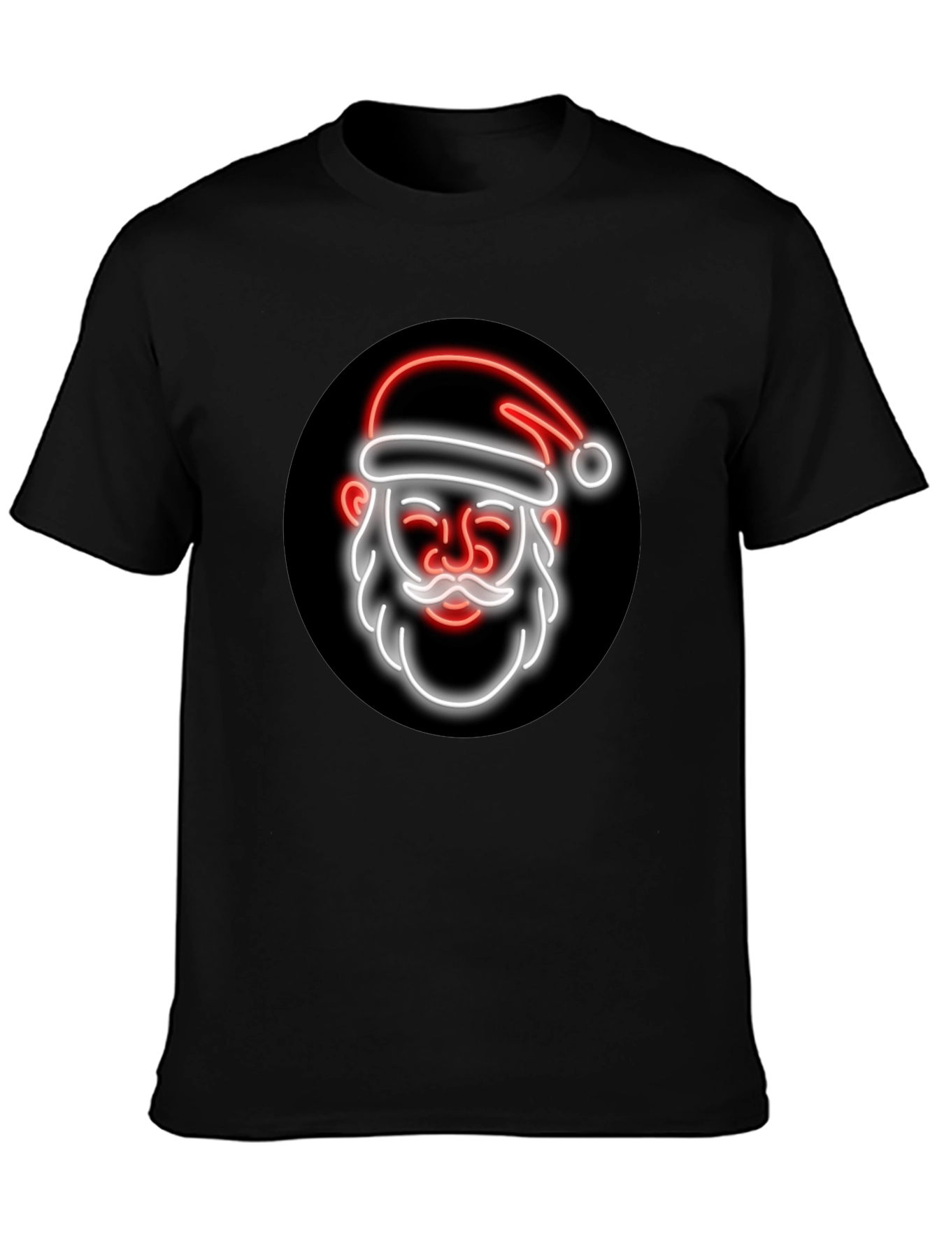 Black Neon Santa Graphic Tee - Black Holiday T-Shirt view 3