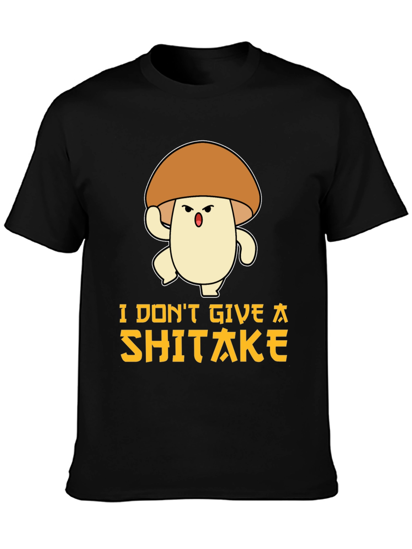 Black Funny Mushroom T-Shirt: I Don't Give A Shiitake view 3