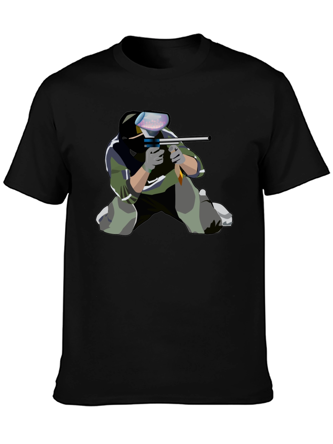 Black Paintball Player Graphic T-Shirt view 3