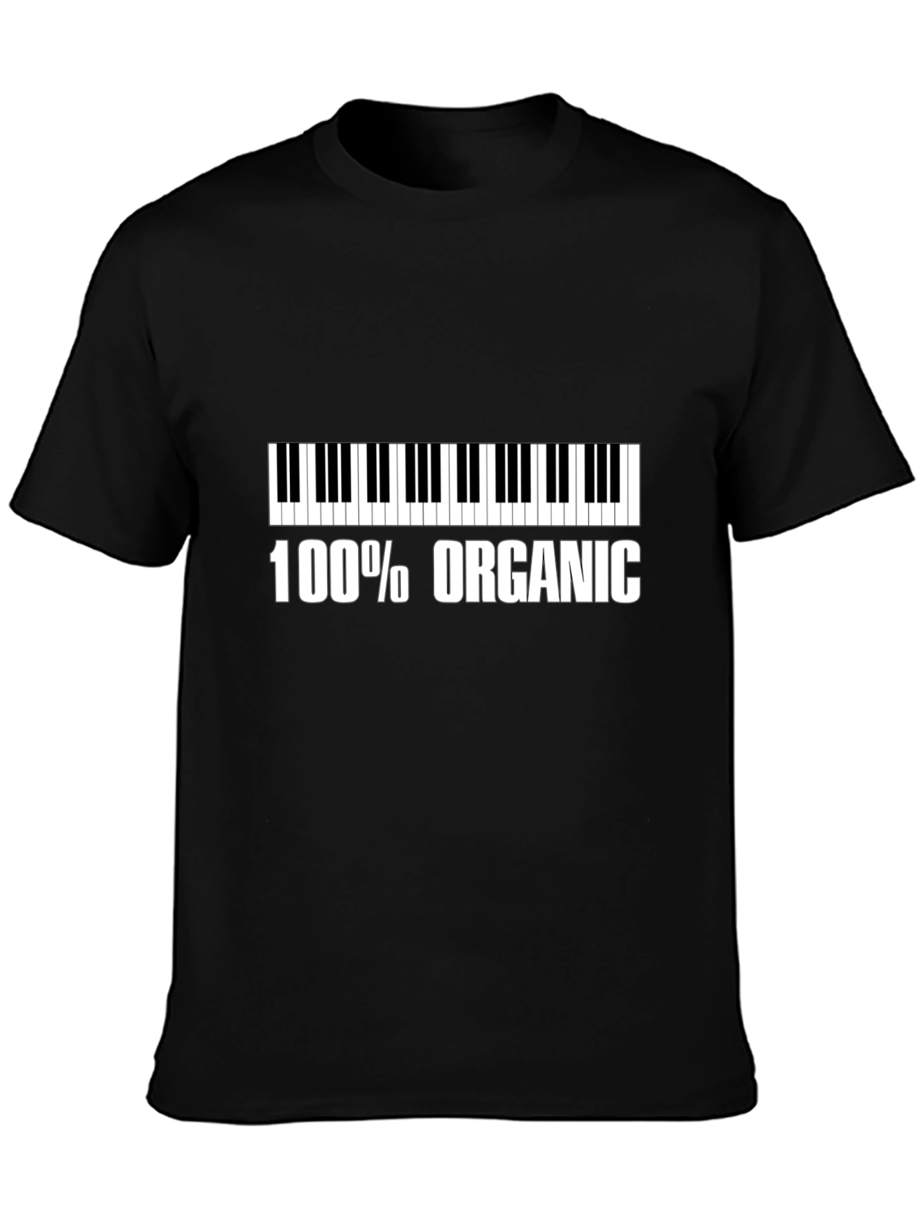 Black 100% Organic Piano Keyboard T-Shirt view 3
