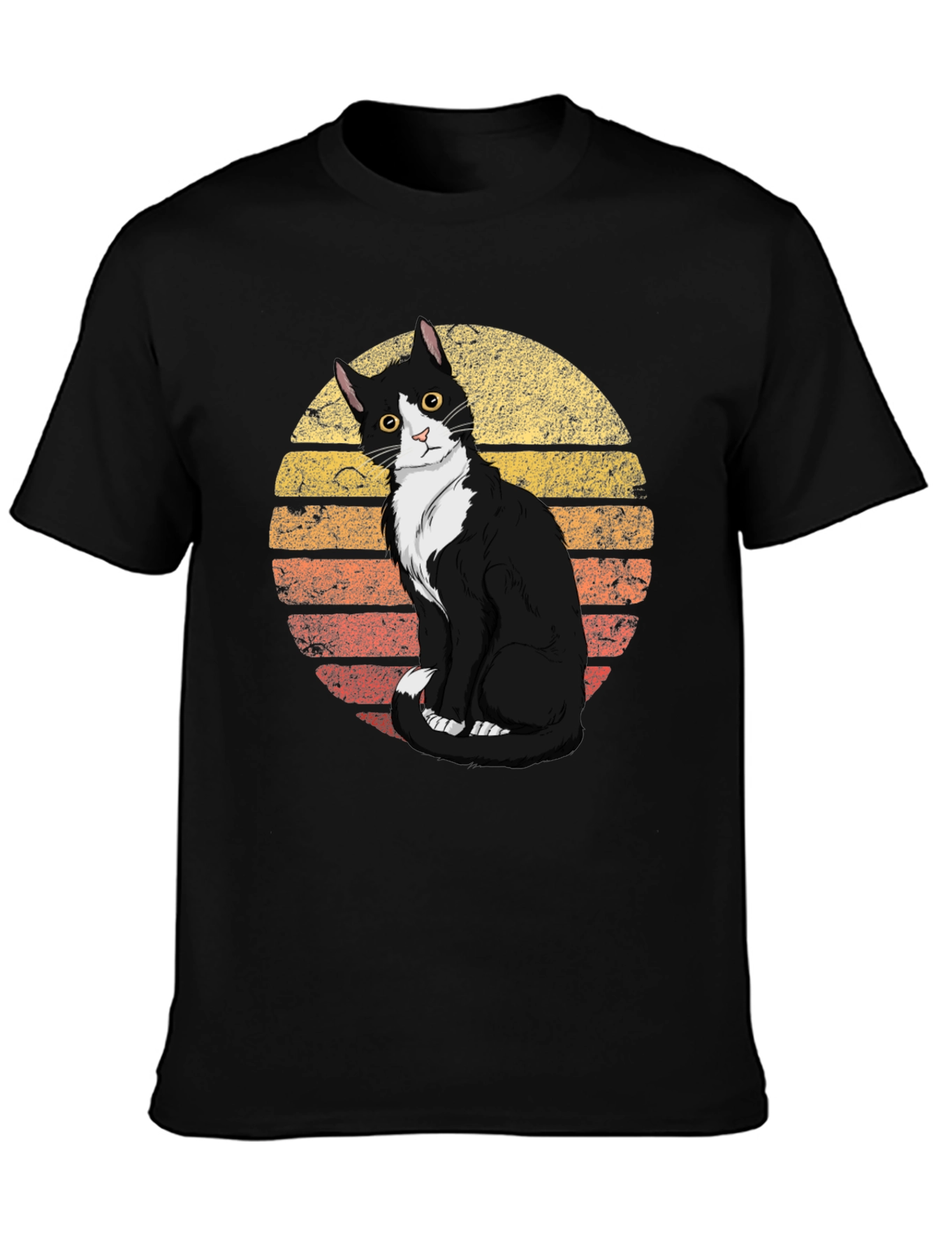Black Retro Cat Graphic Tee - Black view 3