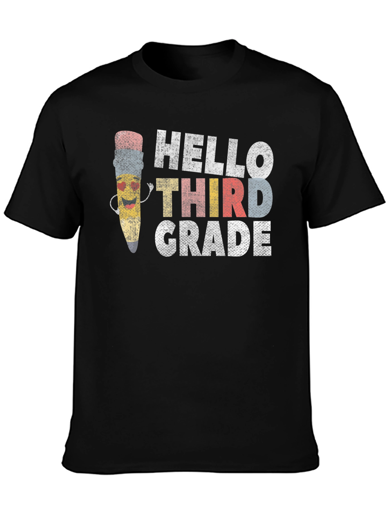 Black Hello Third Grade T-Shirt - Back to School Teacher Tee view 3