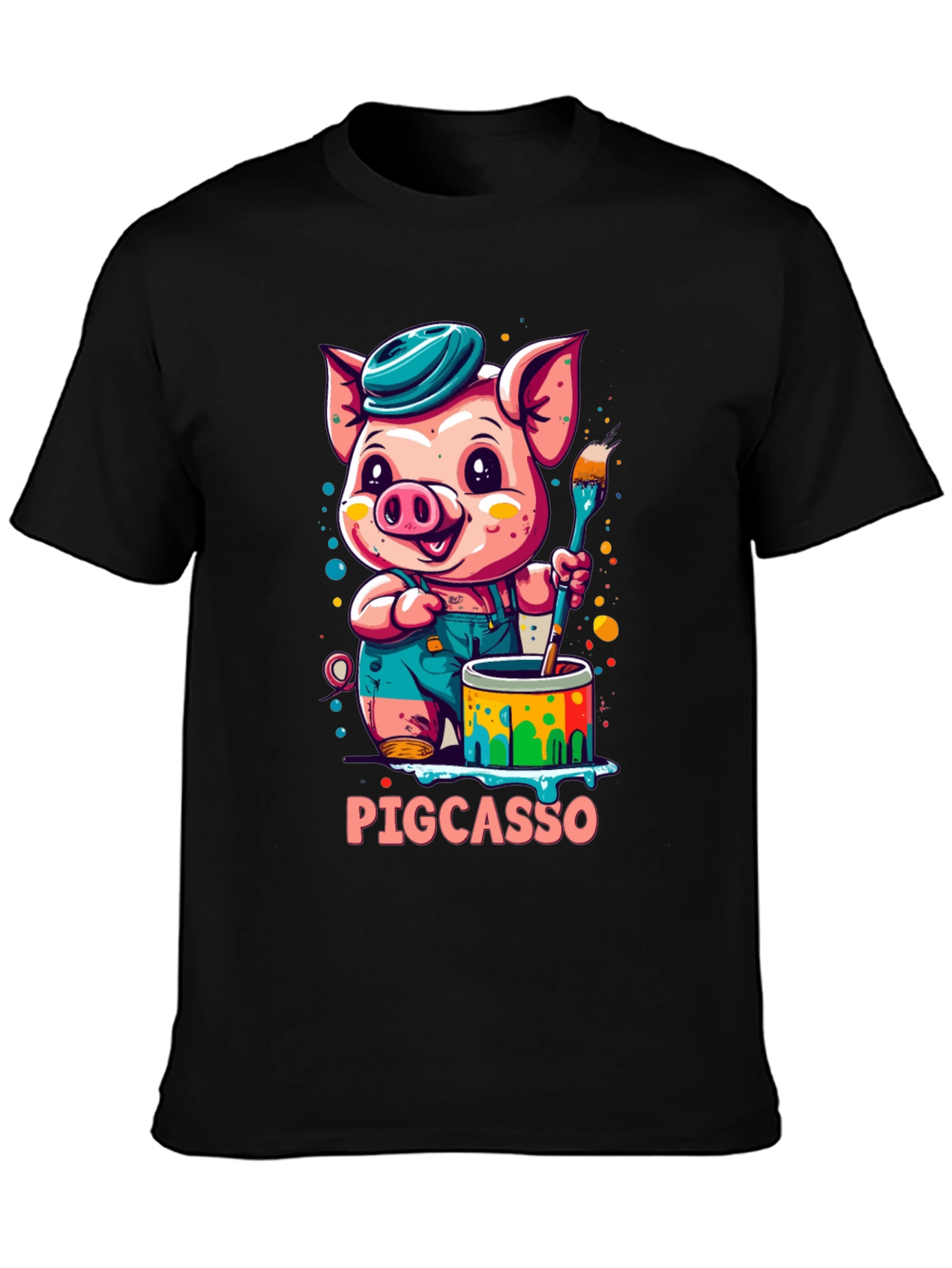 Black Pigcasso Artist Pig Graphic T-Shirt view 3