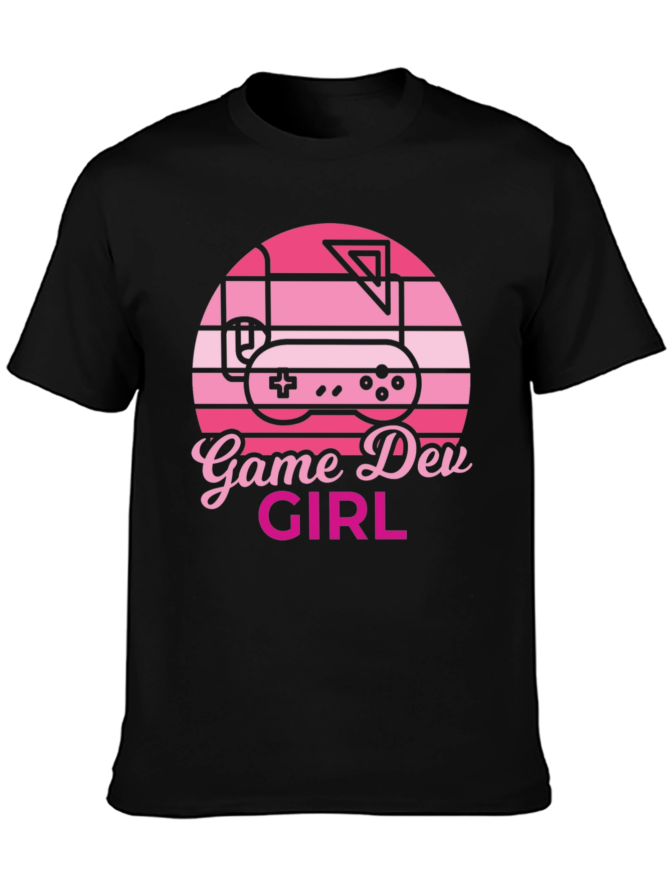 Black Game Dev Girl Retro Style T-Shirt view 3
