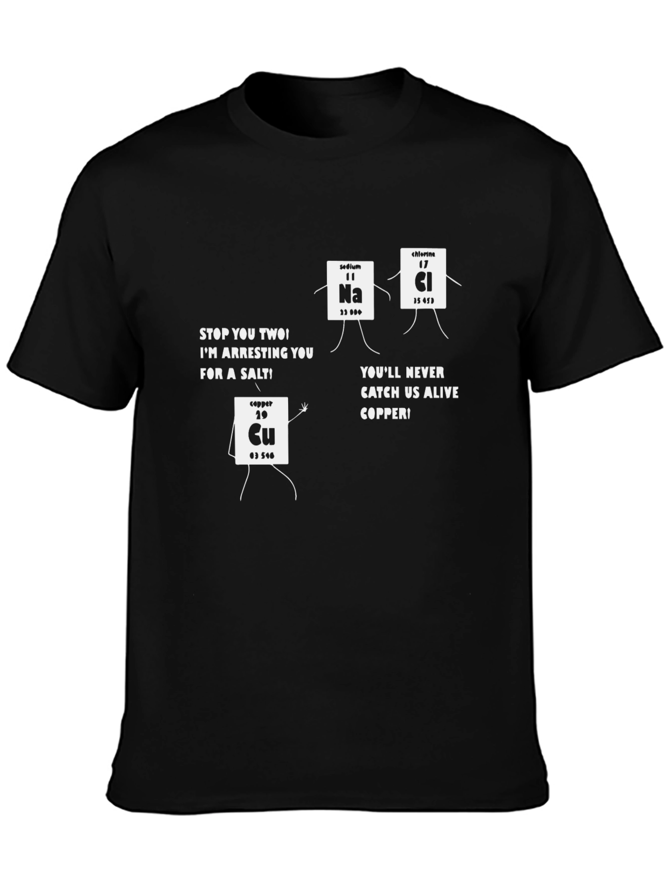 Black Funny Chemistry T-Shirt - Arresting Salt Design view 3