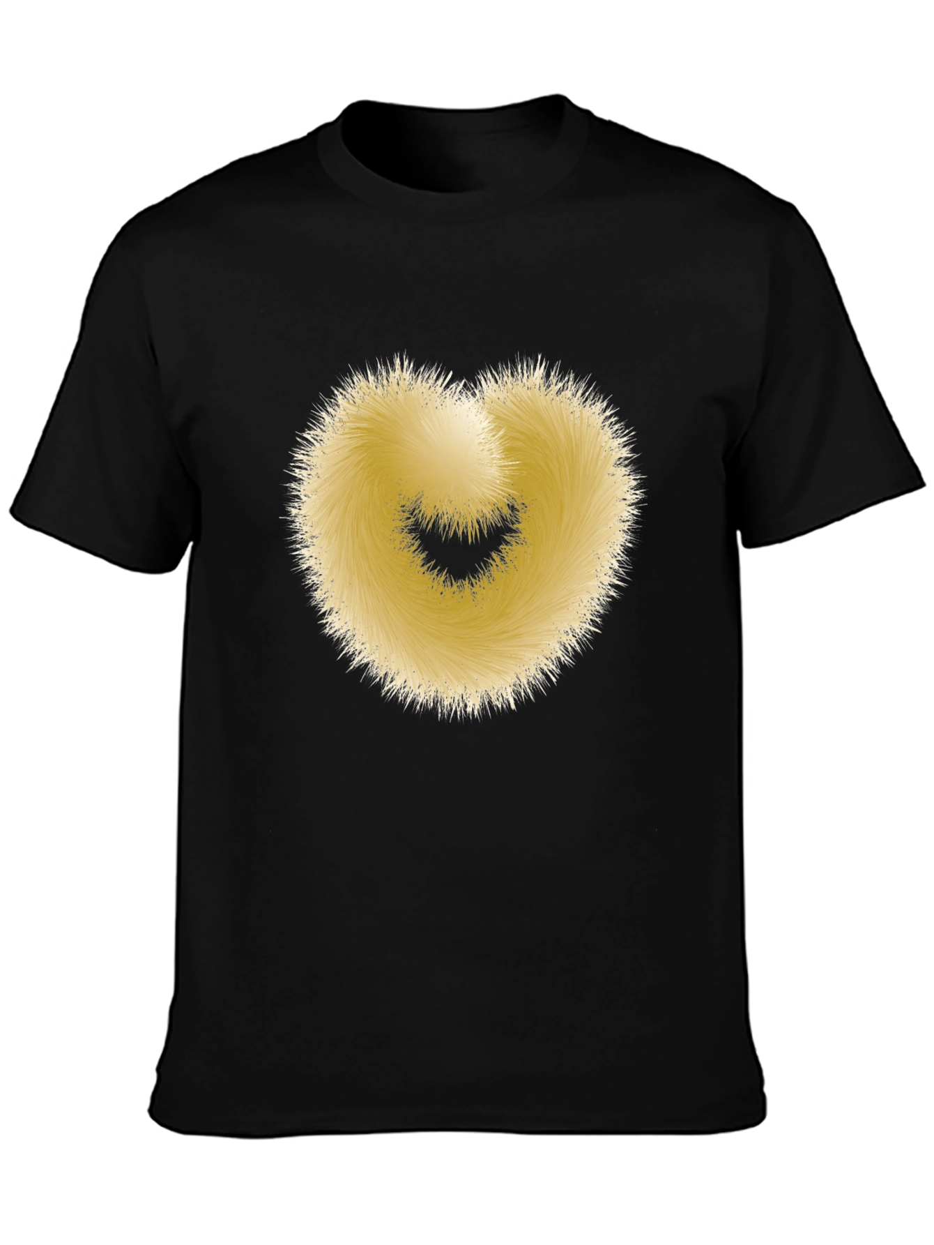 Black Fuzzy Heart Graphic Black T-Shirt - Soft & Stylish view 3