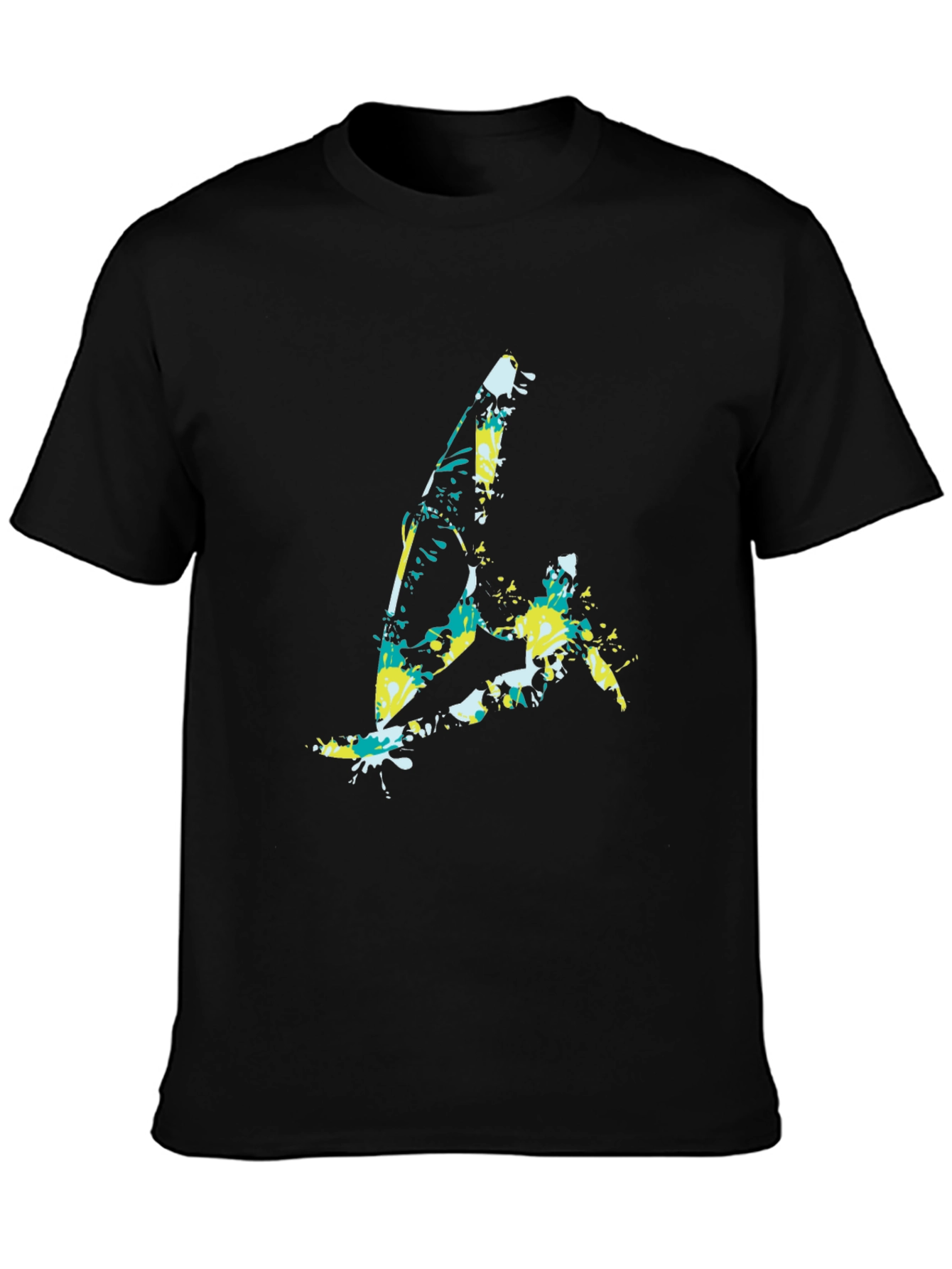 Black Abstract Windsurfer Graphic Tee - Cool Black Shirt view 3