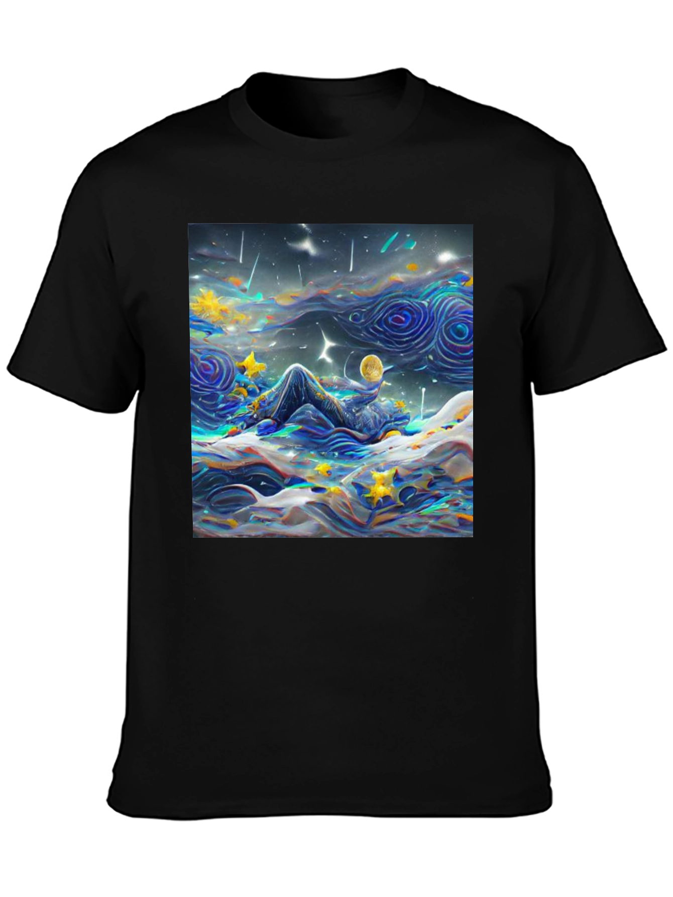 Black Starry Night Dreamscape T-Shirt view 3