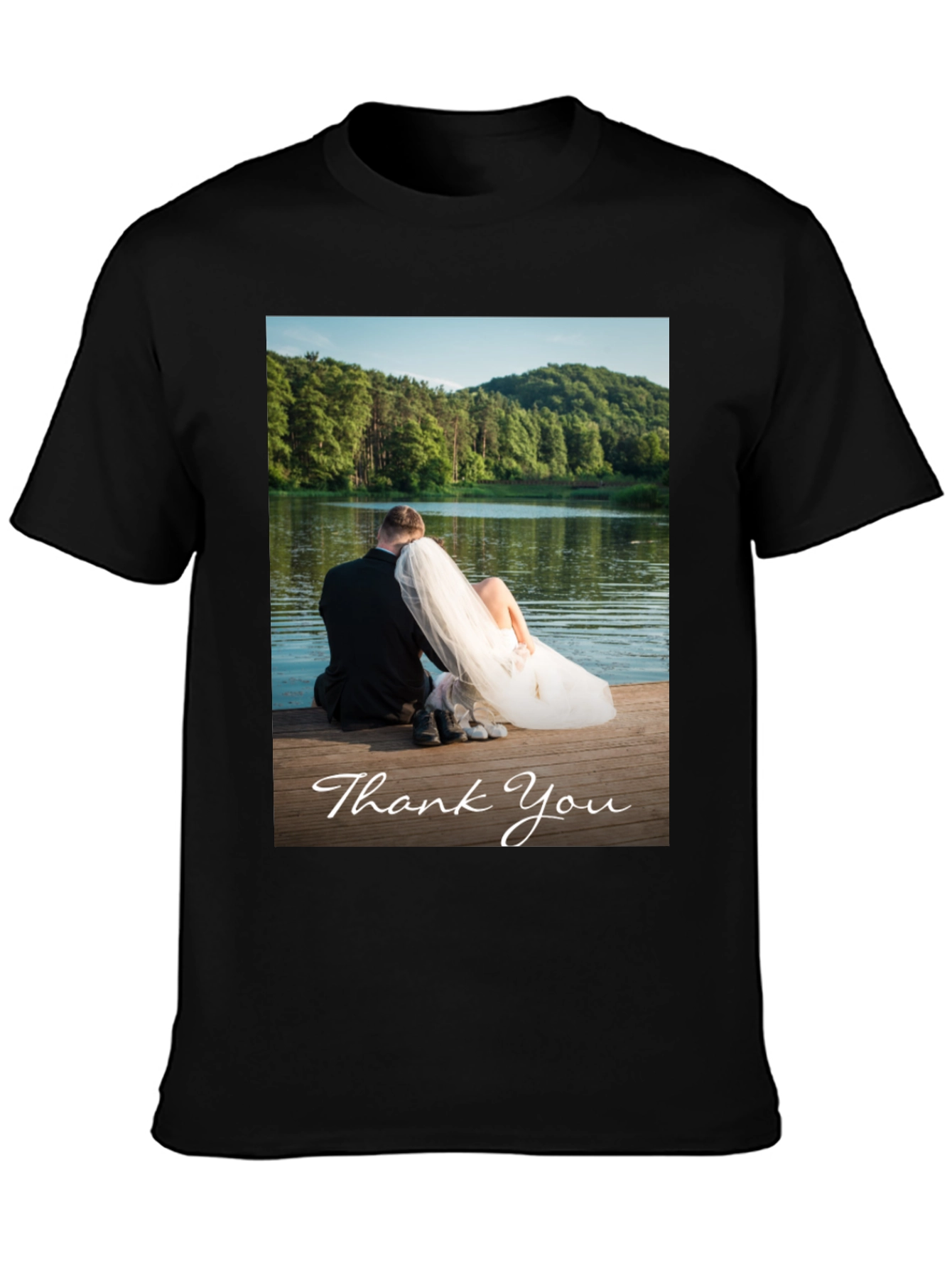 Black Wedding Thank You Photo T-Shirt view 3