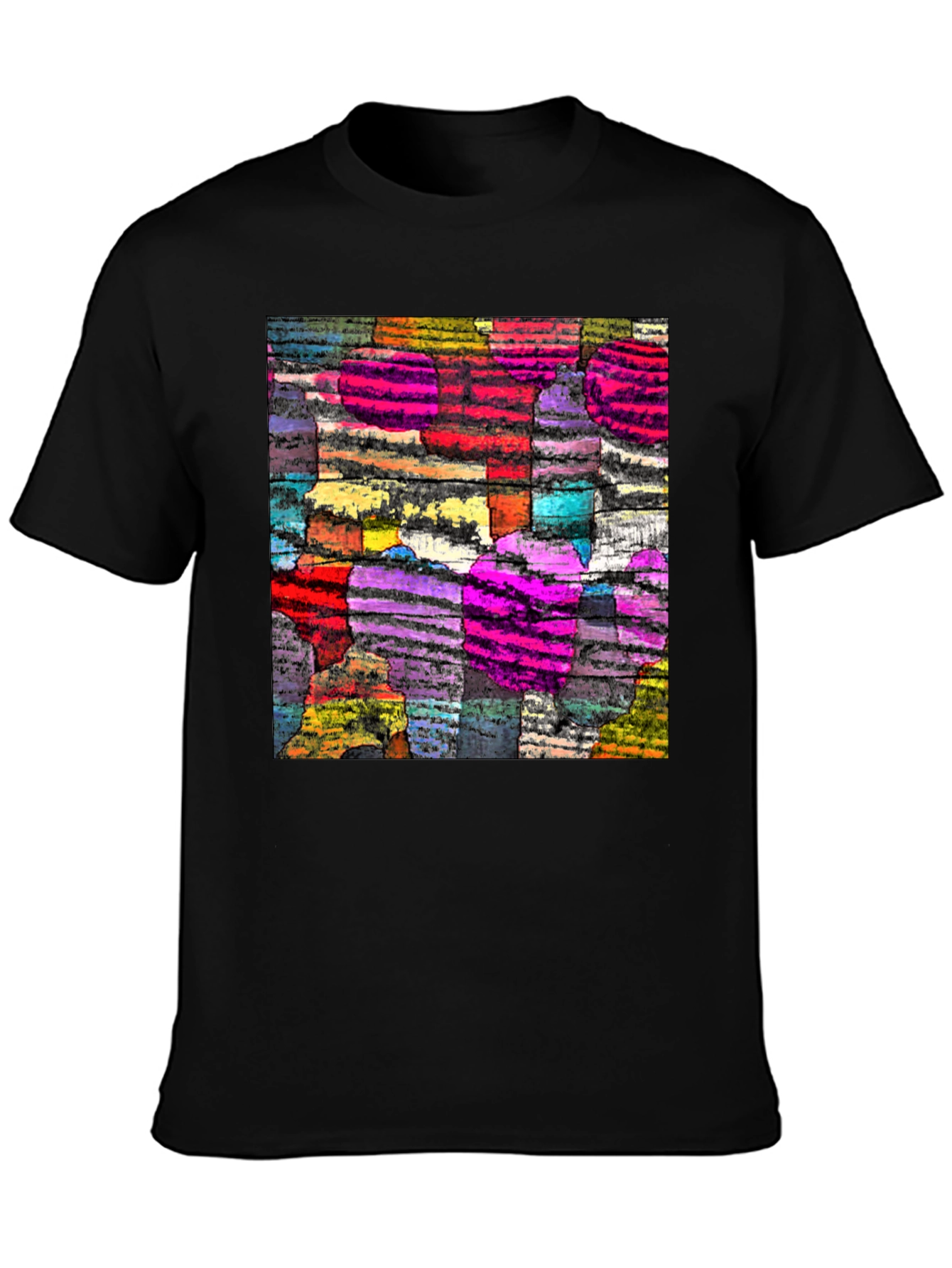 Black Abstract Art Graphic Tee - Black Cotton Comfort view 3
