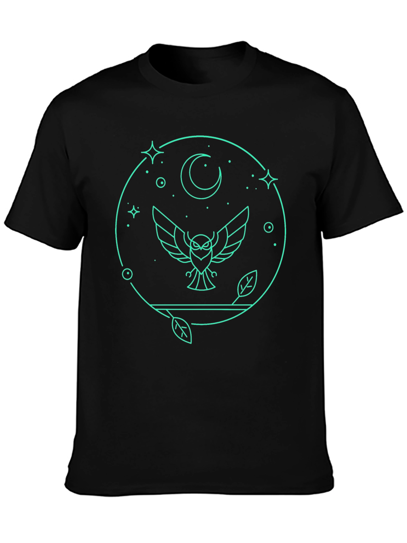 Black Owl Moon Graphic Tee - Stylish & Unique Black T-Shirt view 3
