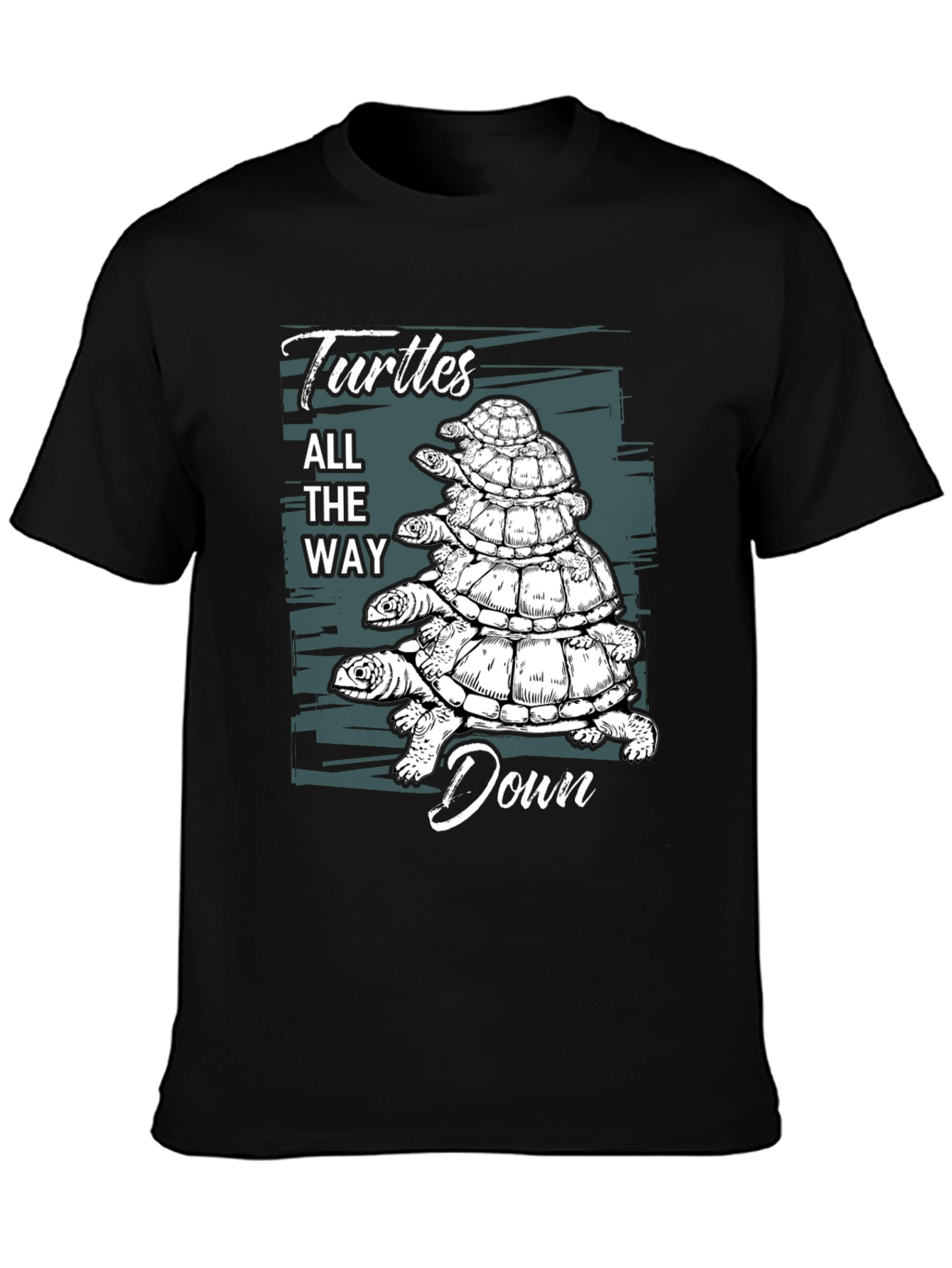 Black Turtles All The Way Down Graphic T-Shirt view 3