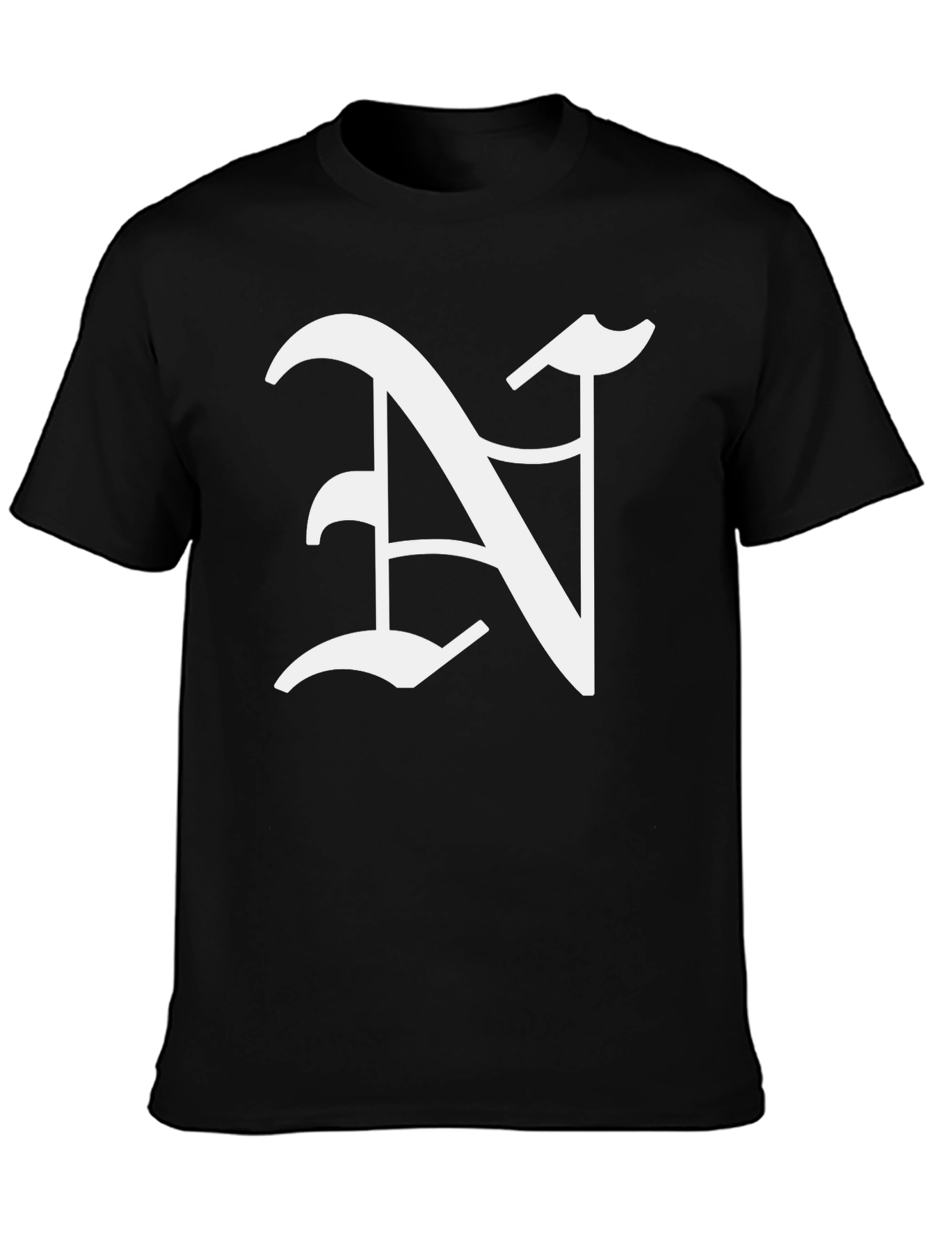 Black Black T-Shirt with White Letter N Graphic view 3