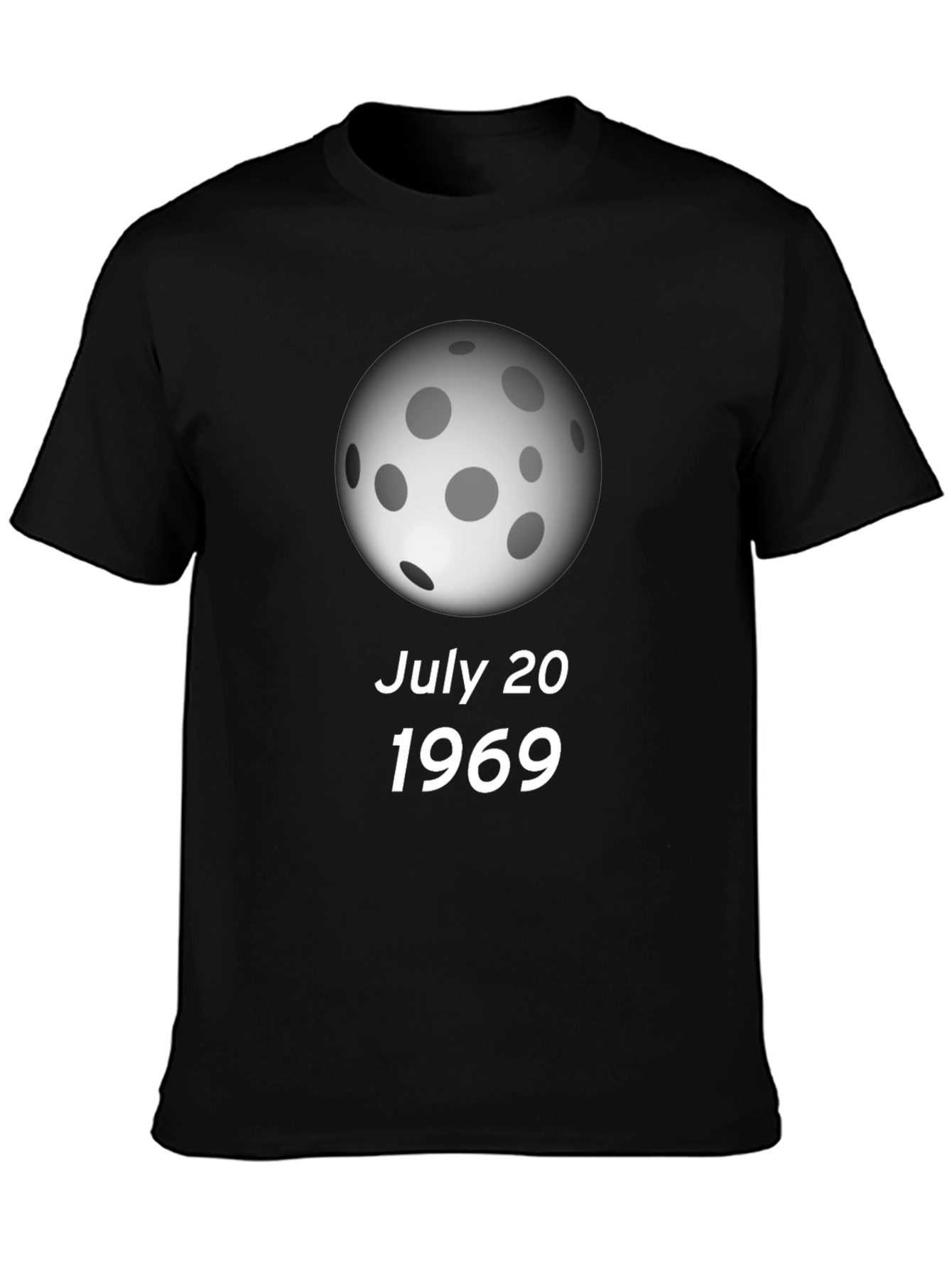 Black July 20 1969 Moon Landing Black T-Shirt view 3