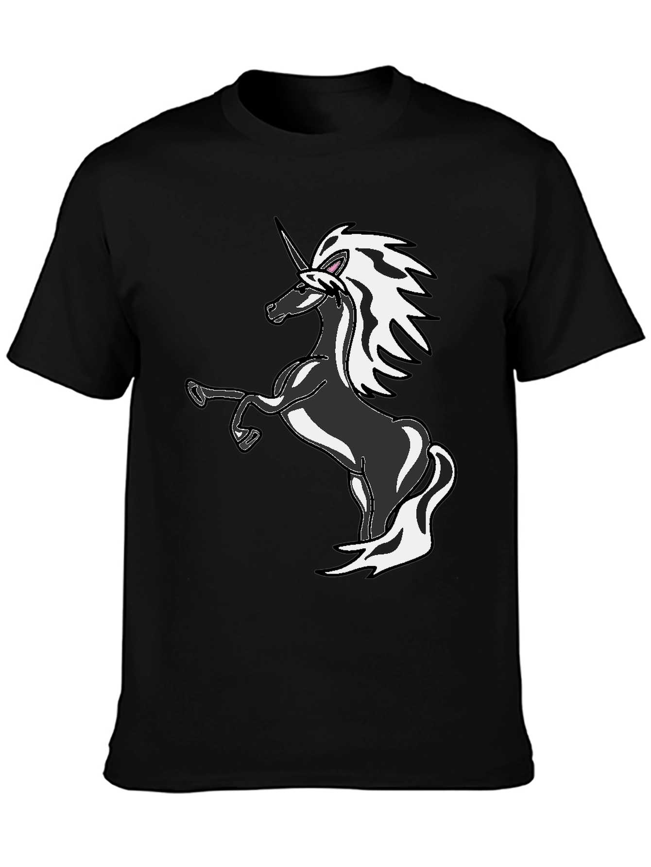 Black Unicorn Graphic Tee - Black Cotton Blend T-Shirt view 3