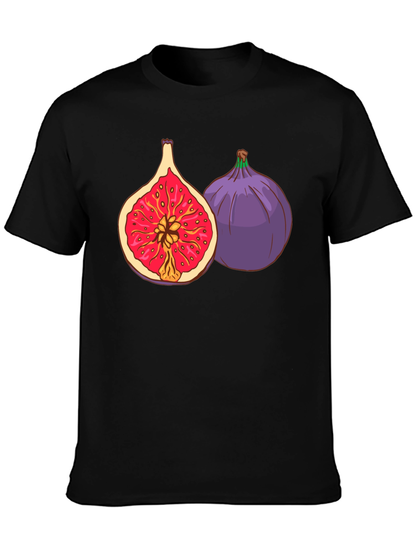 Black Fig Fruit Graphic Black T-Shirt view 3