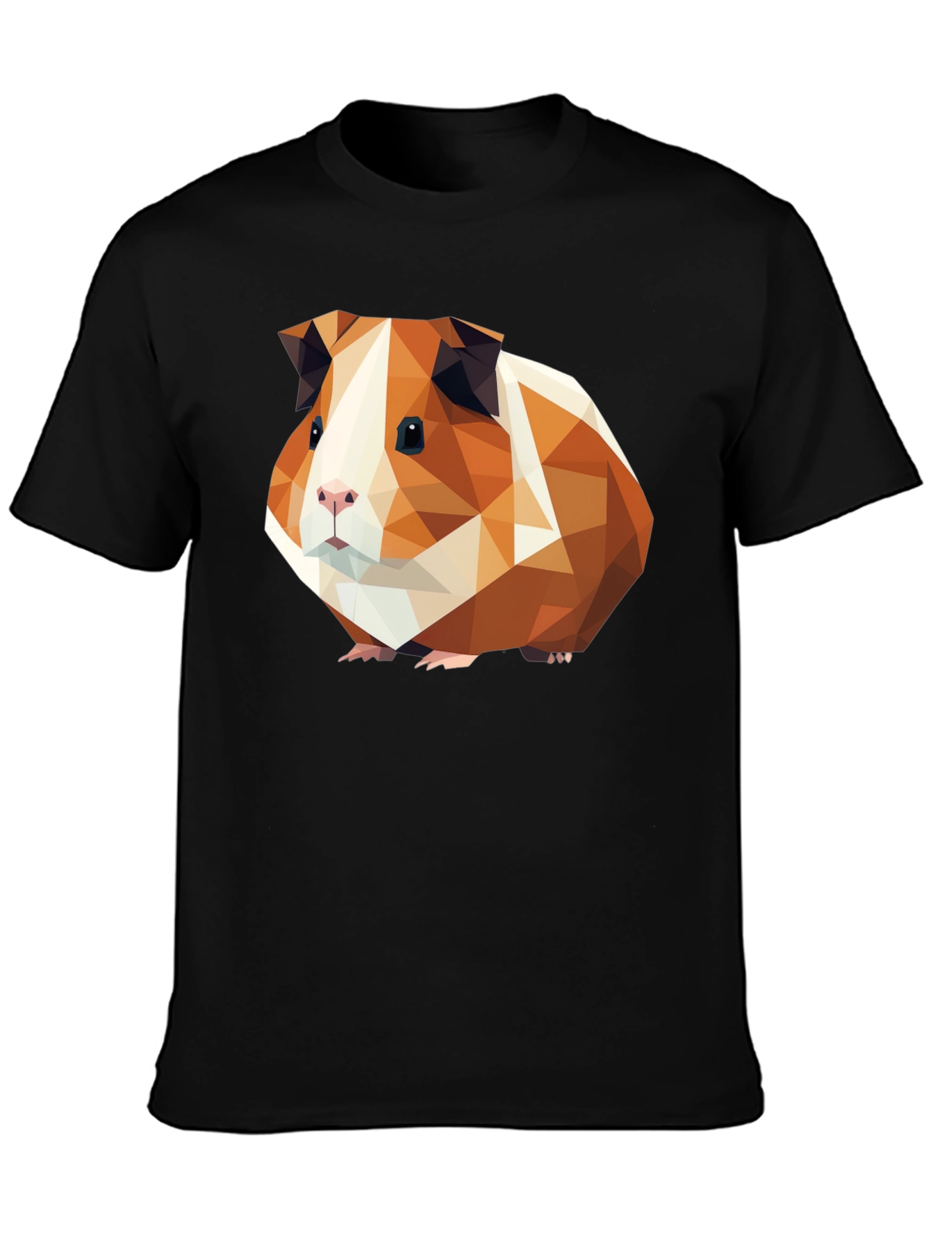 Black Geometric Guinea Pig Graphic Tee - Black Cotton T-Shirt view 3