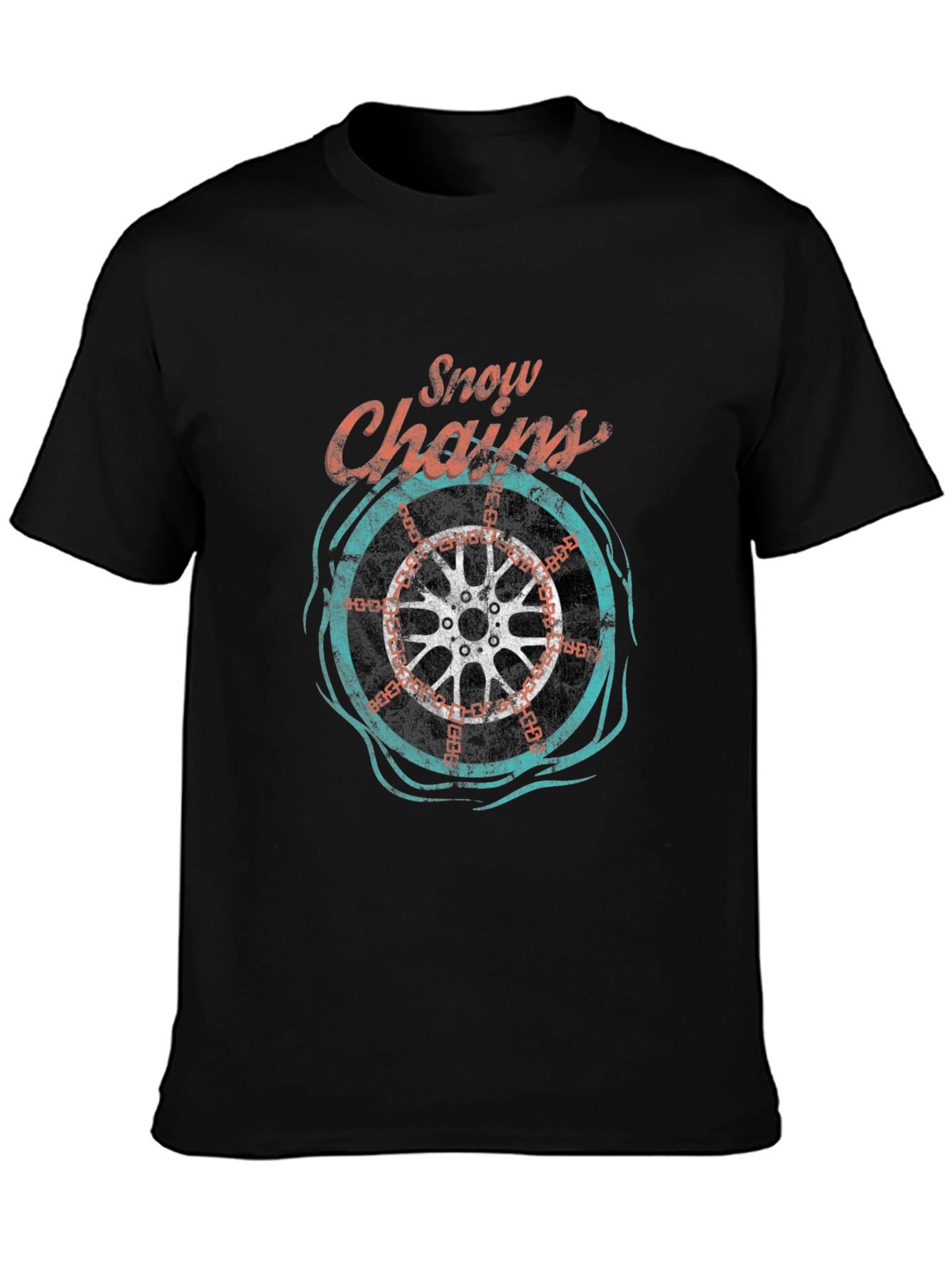 Black Snow Chains Graphic T-Shirt - Cool Ride Tee view 3