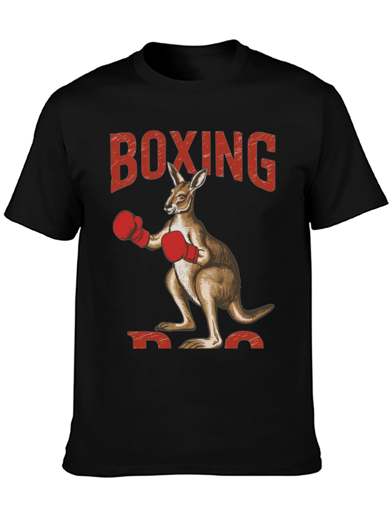 Black Boxing Kangaroo Graphic Tee - Black Cotton view 3
