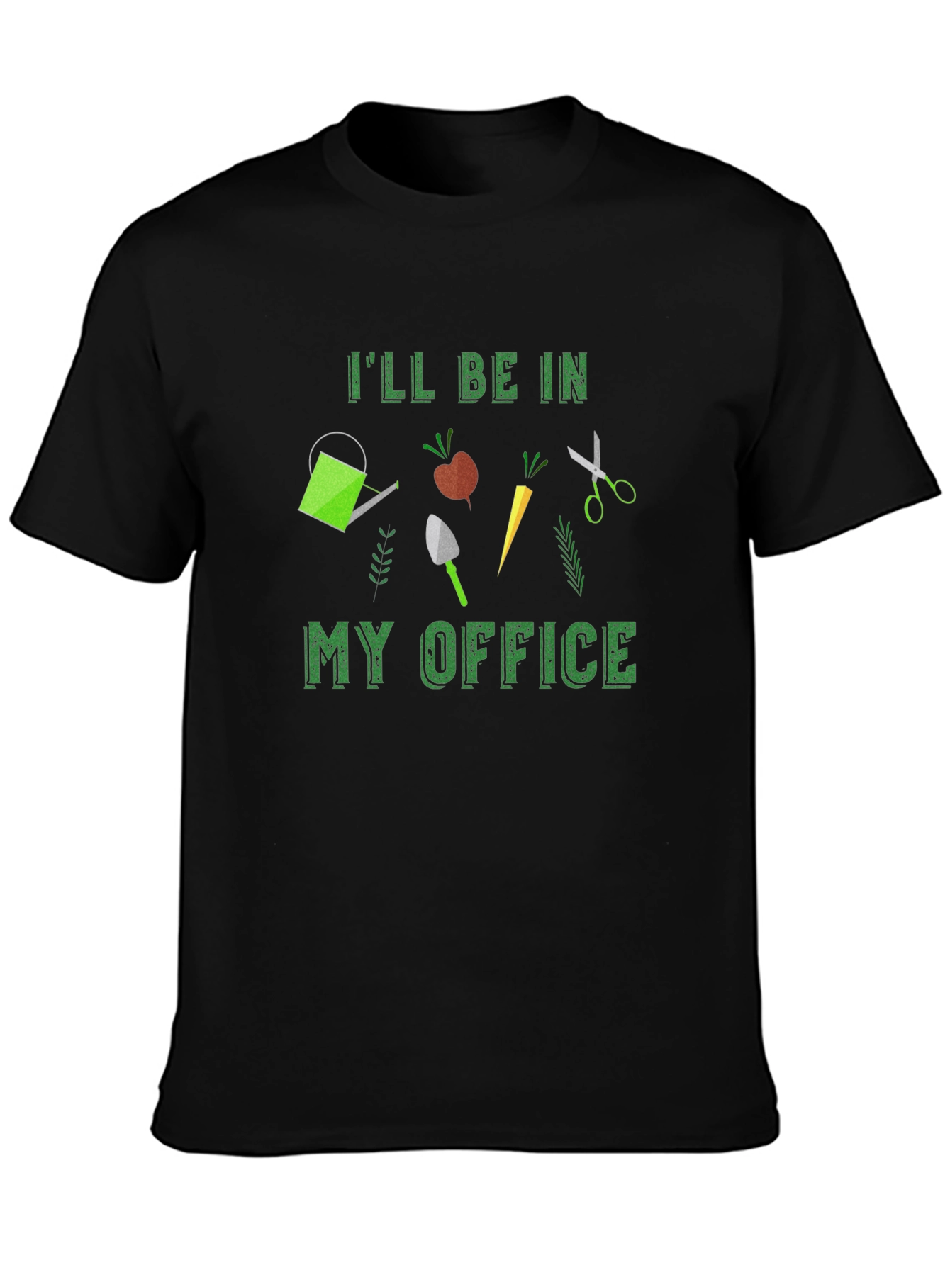 Black Gardener's Office T-Shirt - Gardening Apparel view 3